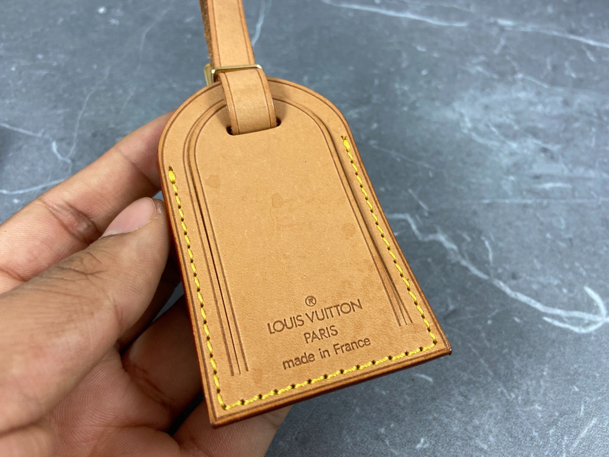 Louis Vuitton Luggage Tag & Handle Belt Beige Vachetta Leather