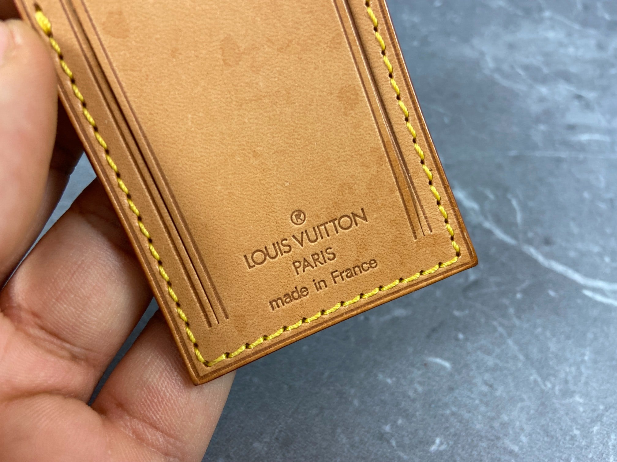 Louis Vuitton Luggage Tag & Handle Belt Beige Vachetta Leather