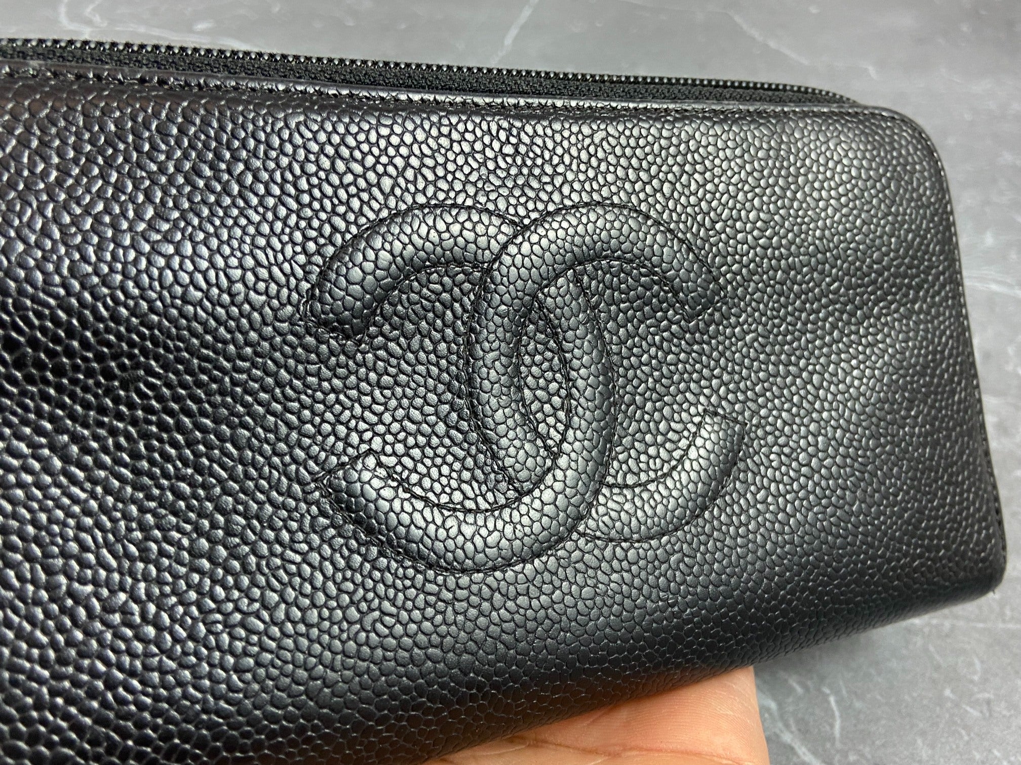 Chanel CC Long Zippy Wallet Black Caviar Leather full set