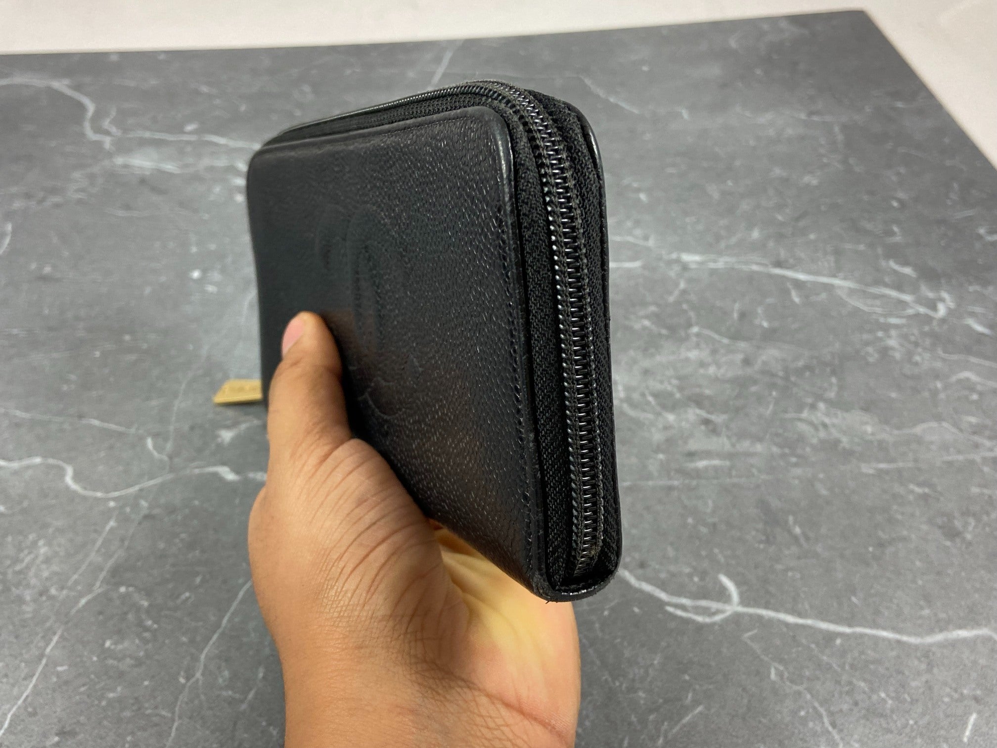 Chanel CC Long Zippy Wallet Black Caviar Leather full set