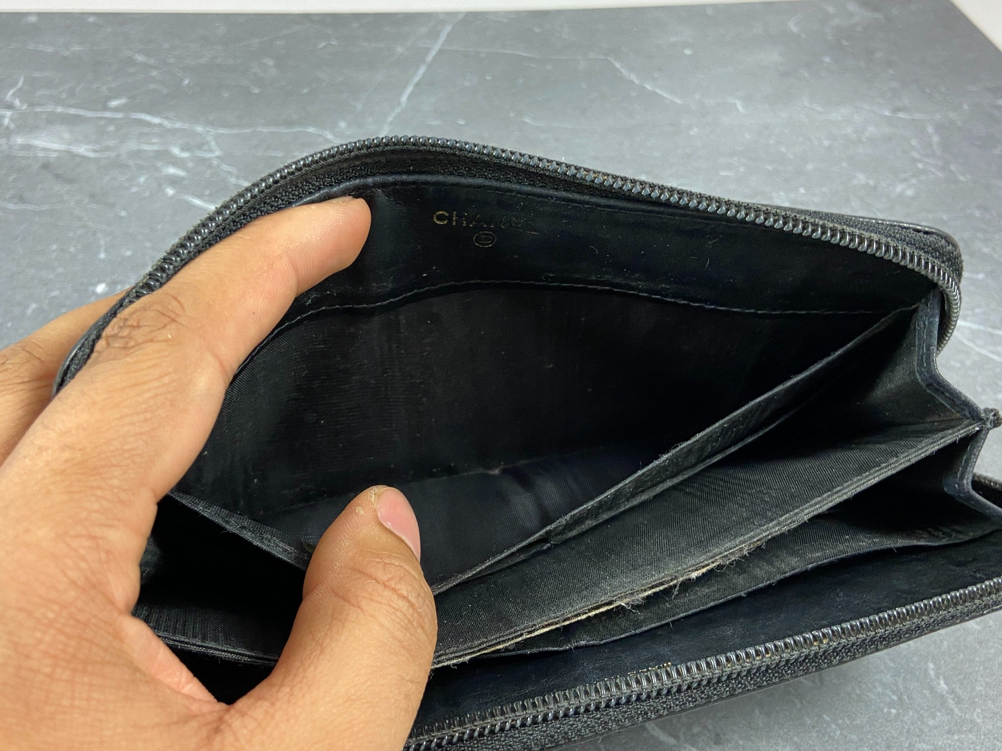 Chanel CC Long Zippy Wallet Black Caviar Leather full set