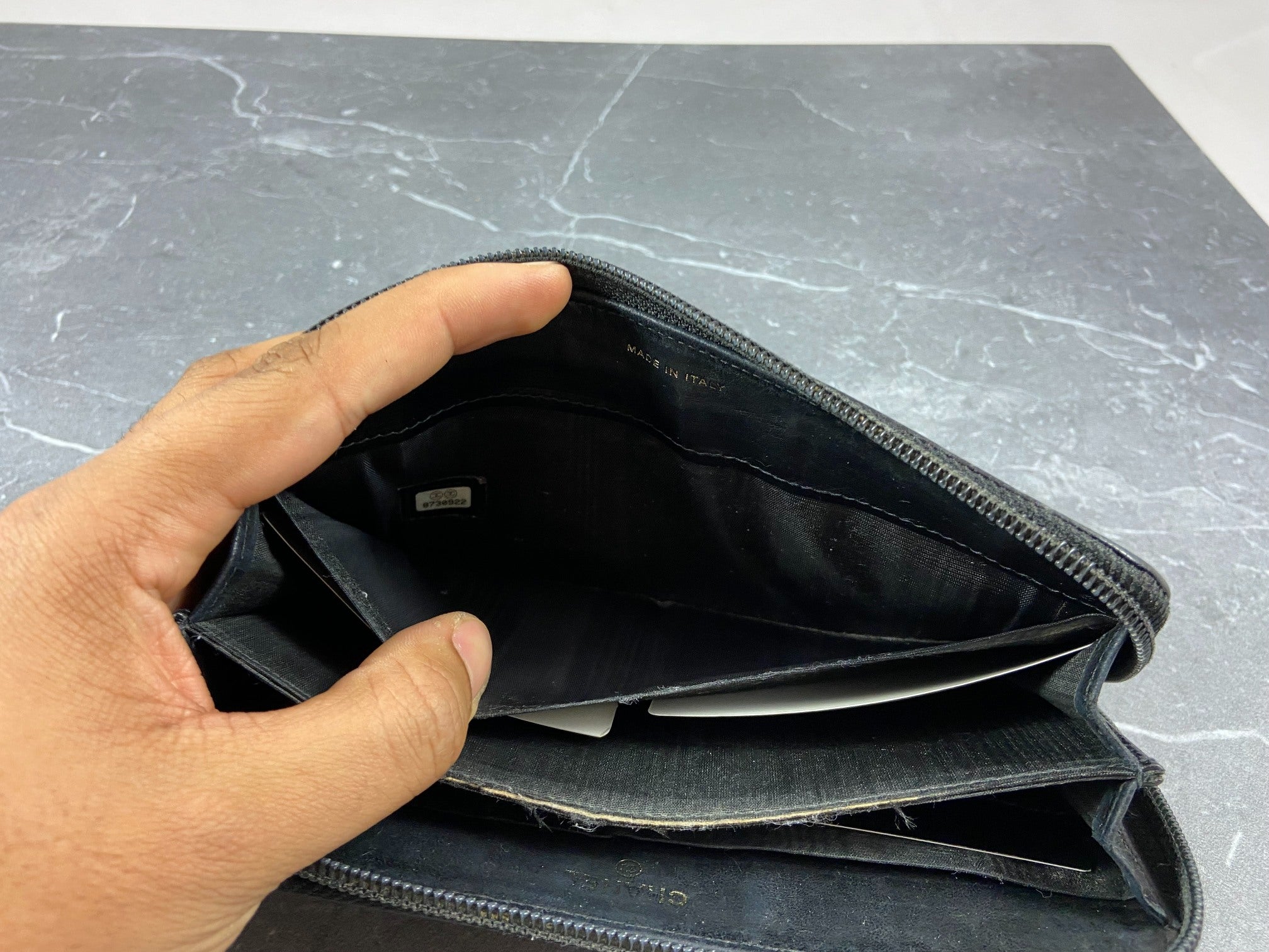 Chanel CC Long Zippy Wallet Black Caviar Leather full set