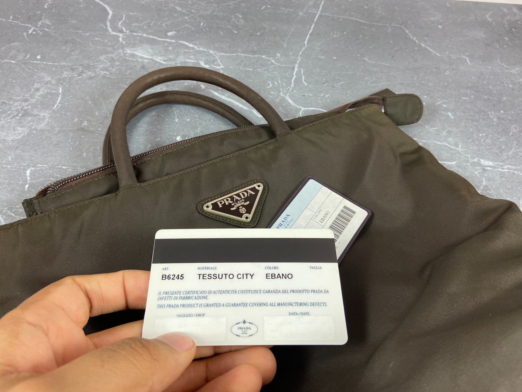 Prada B6245 Tessuto City Hand / Tote Bag Ebano