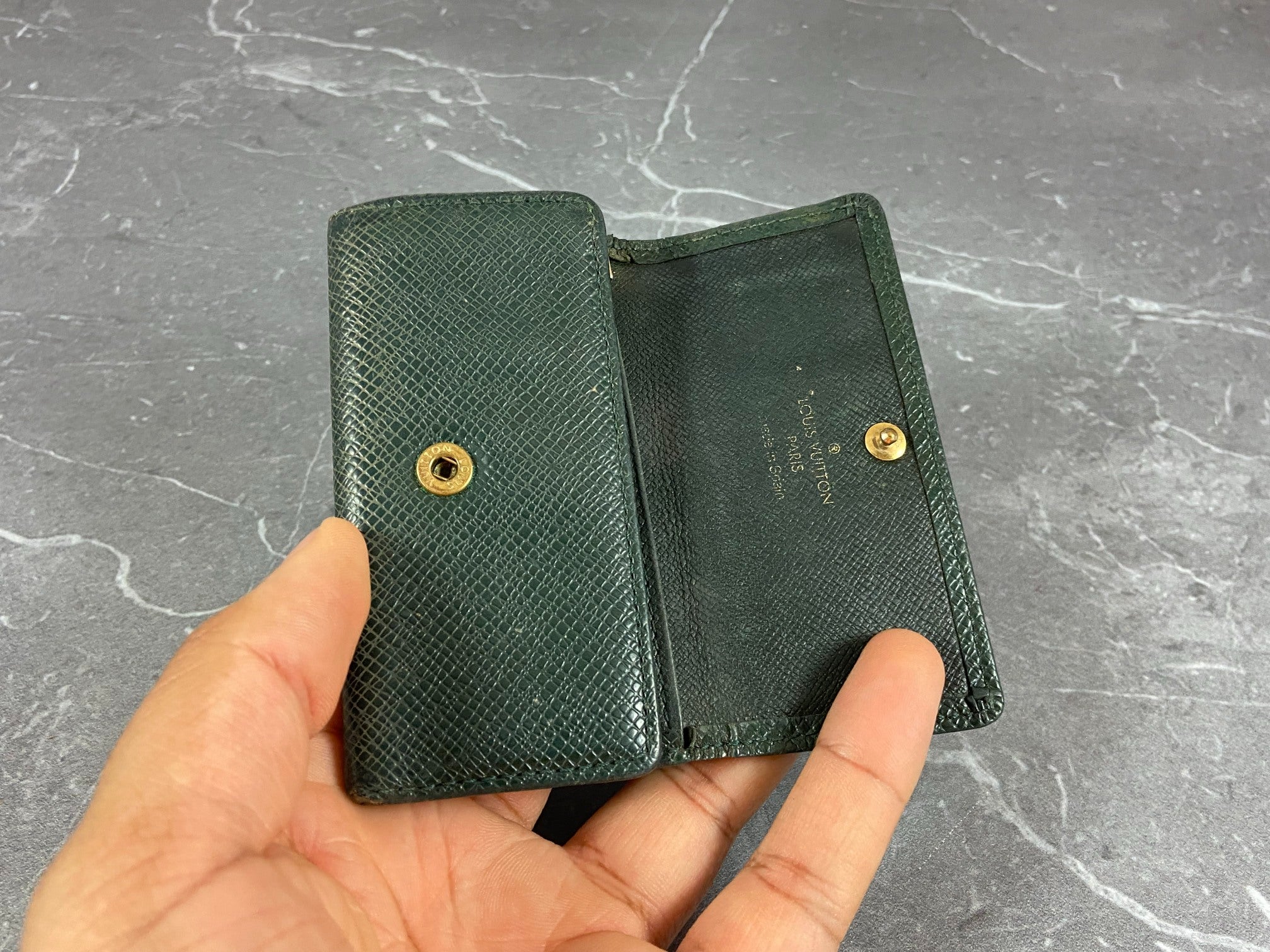 Louis Vuitton 4 Key Holder Green Taiga Leather