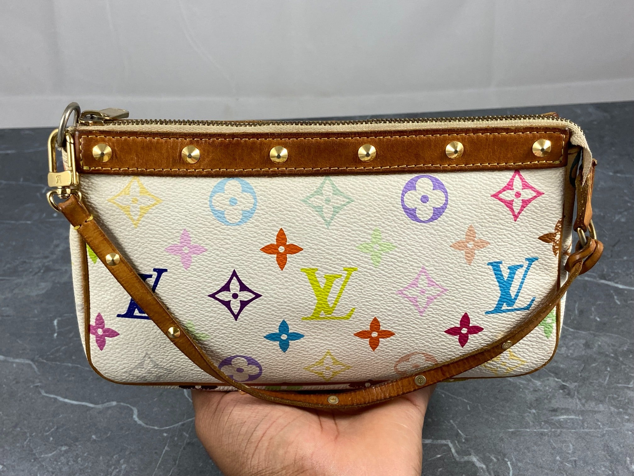 Louis Vuitton Takashi Murakami Multicolor Pochette Accessoires White
