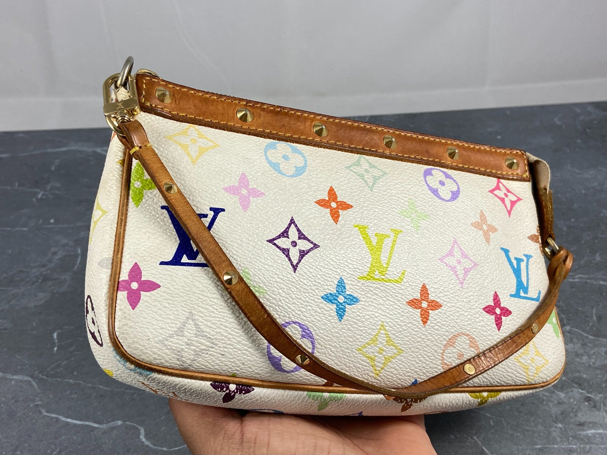 Louis Vuitton Takashi Murakami Multicolor Pochette Accessoires White