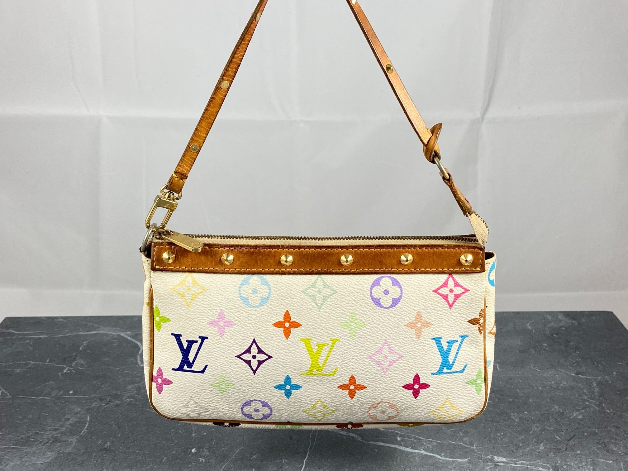 Louis Vuitton Takashi Murakami Multicolor Pochette Accessoires White