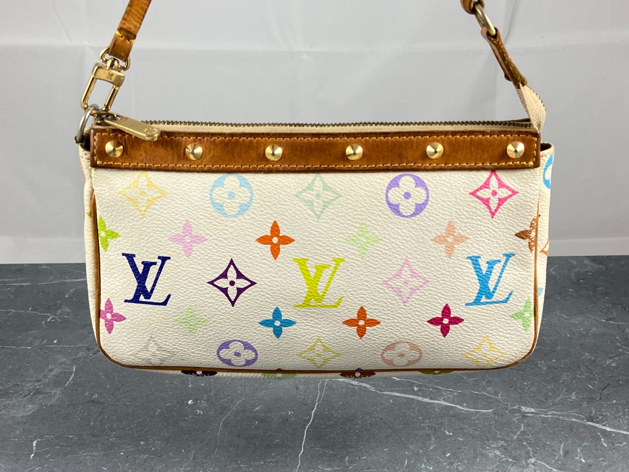 Louis Vuitton Takashi Murakami Multicolor Pochette Accessoires White