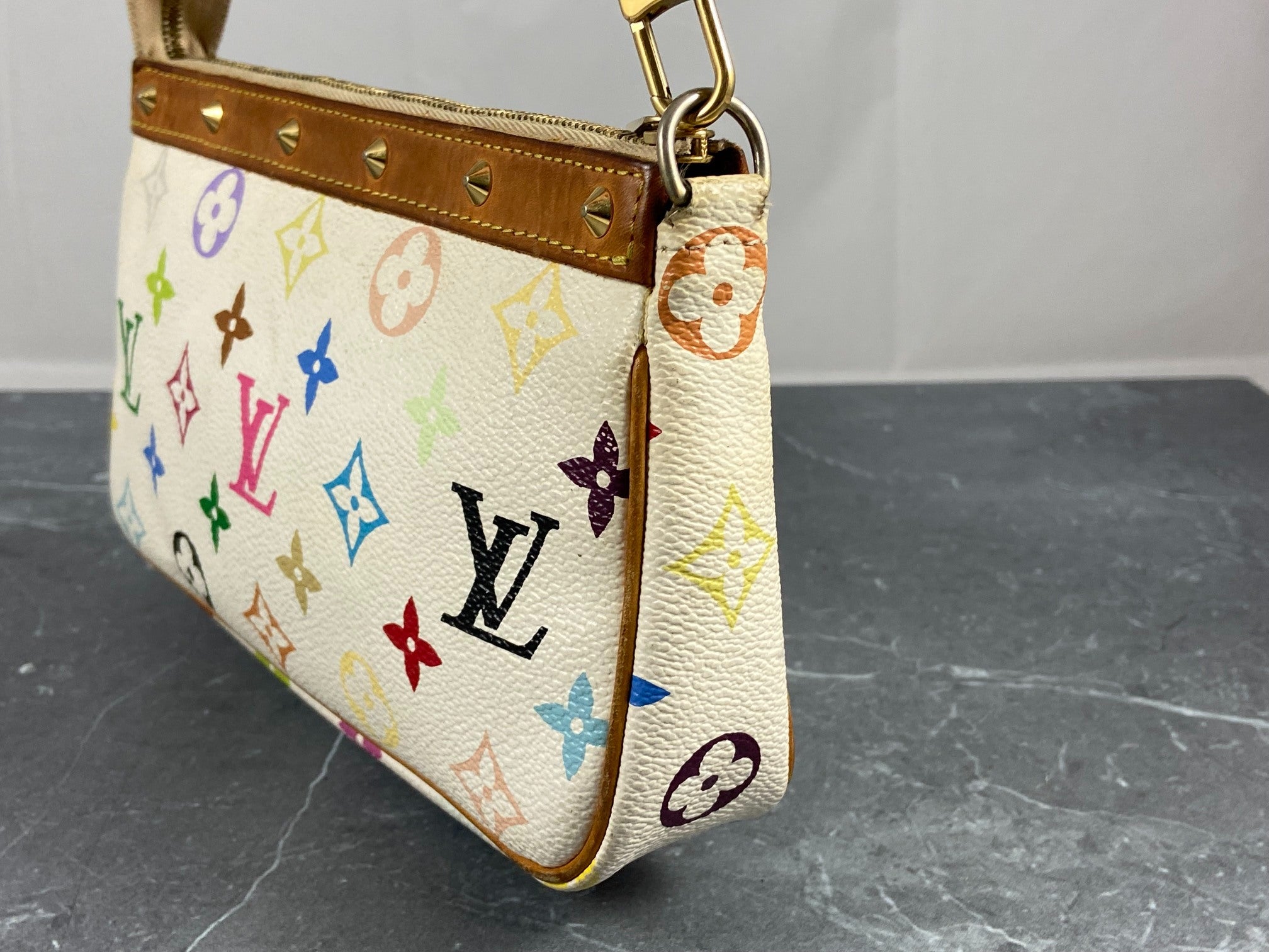 Louis Vuitton Takashi Murakami Multicolor Pochette Accessoires White