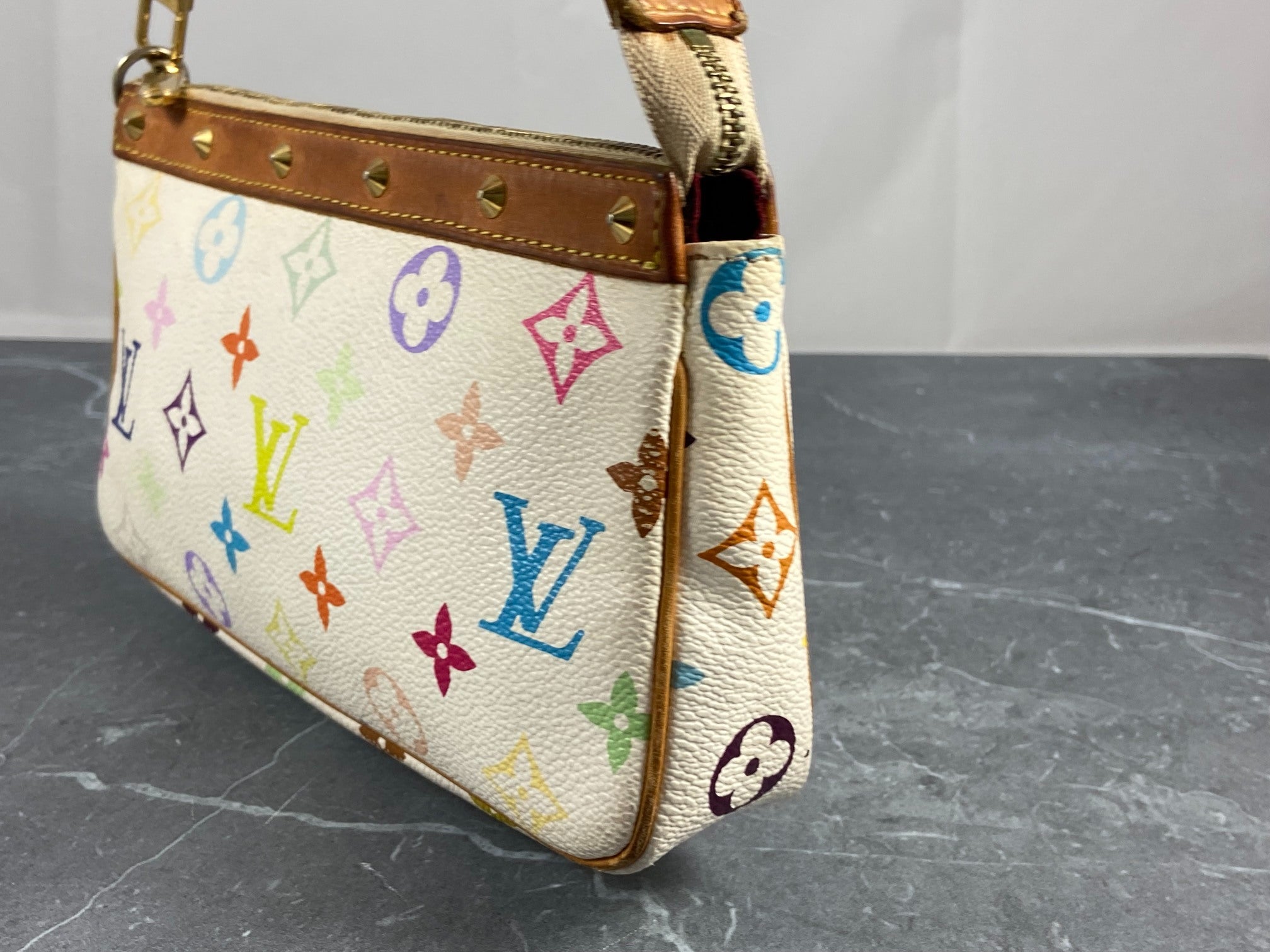 Louis Vuitton Takashi Murakami Multicolor Pochette Accessoires White
