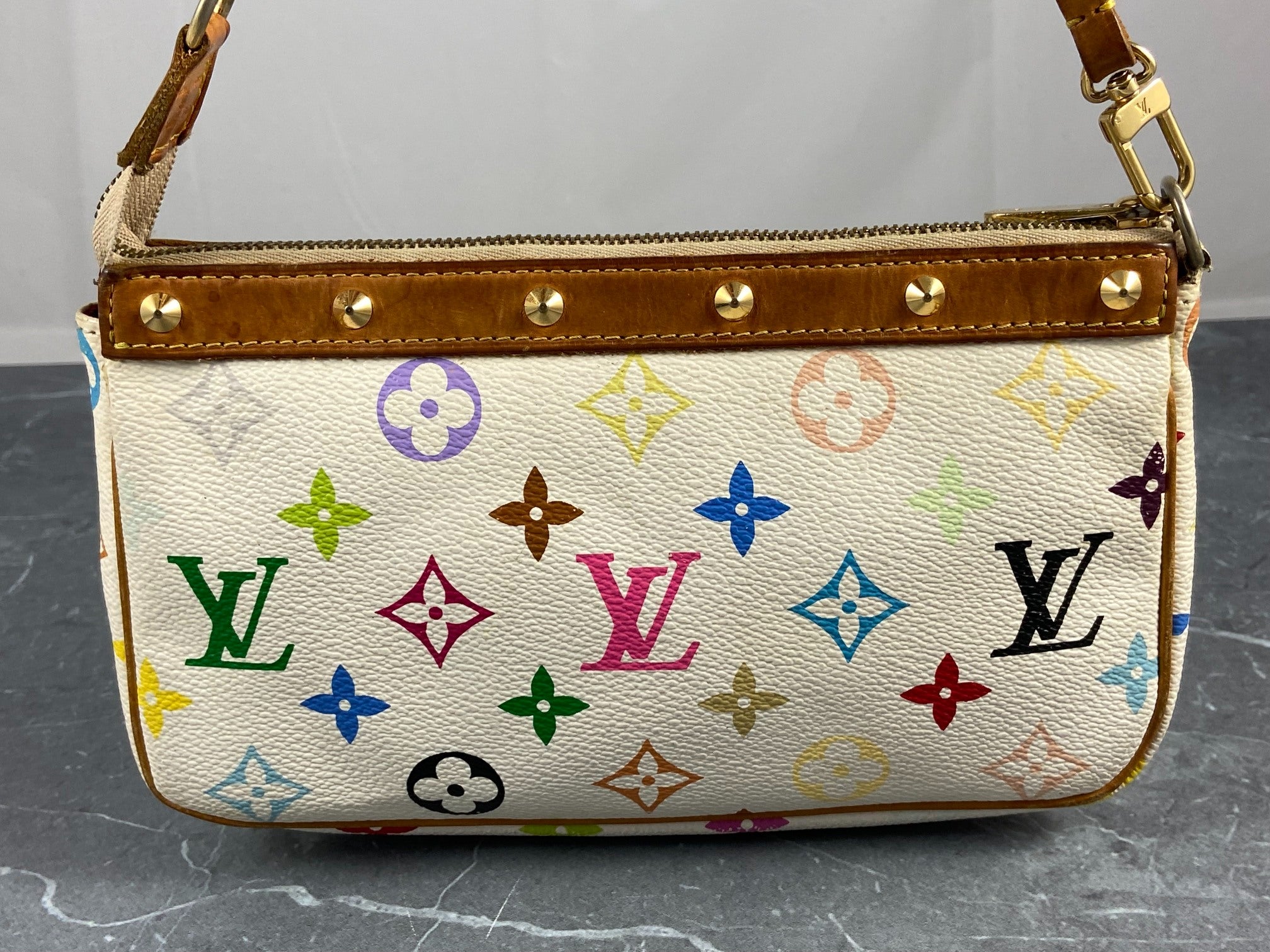 Louis Vuitton Takashi Murakami Multicolor Pochette Accessoires White