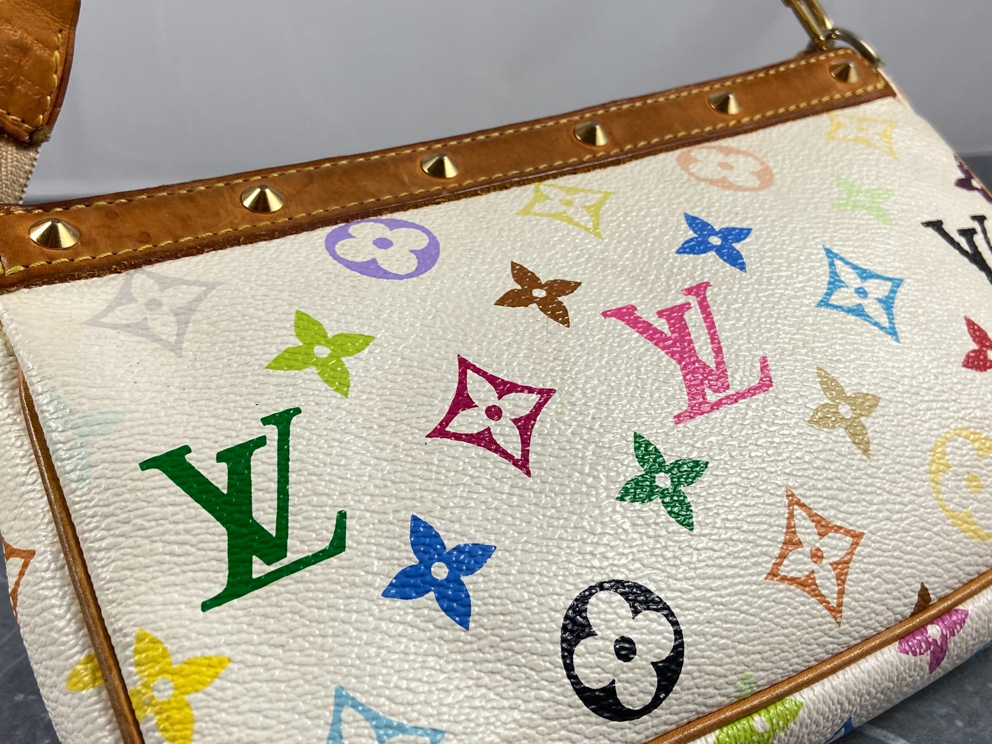 Louis Vuitton Takashi Murakami Multicolor Pochette Accessoires White