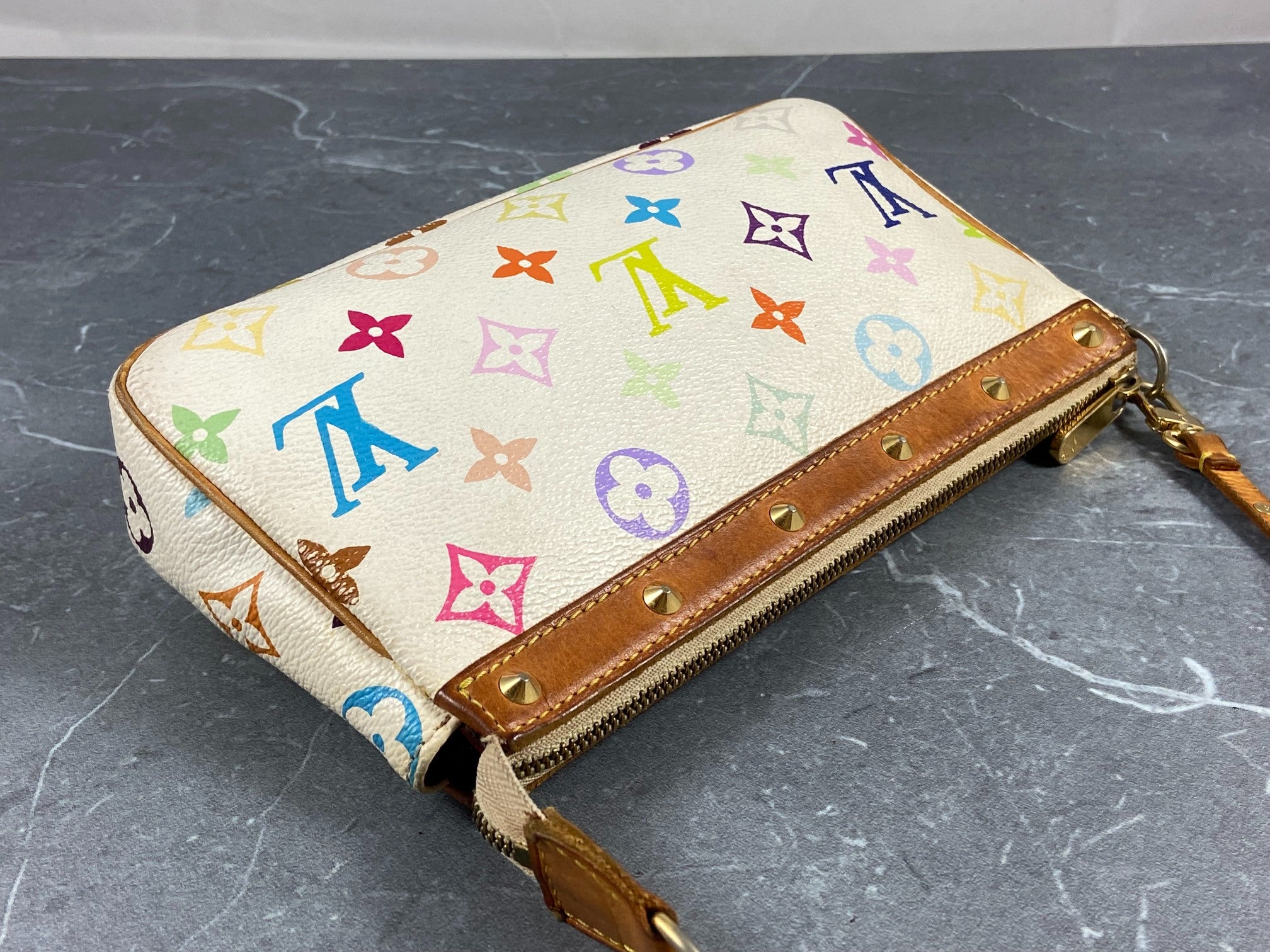 Louis Vuitton Takashi Murakami Multicolor Pochette Accessoires White