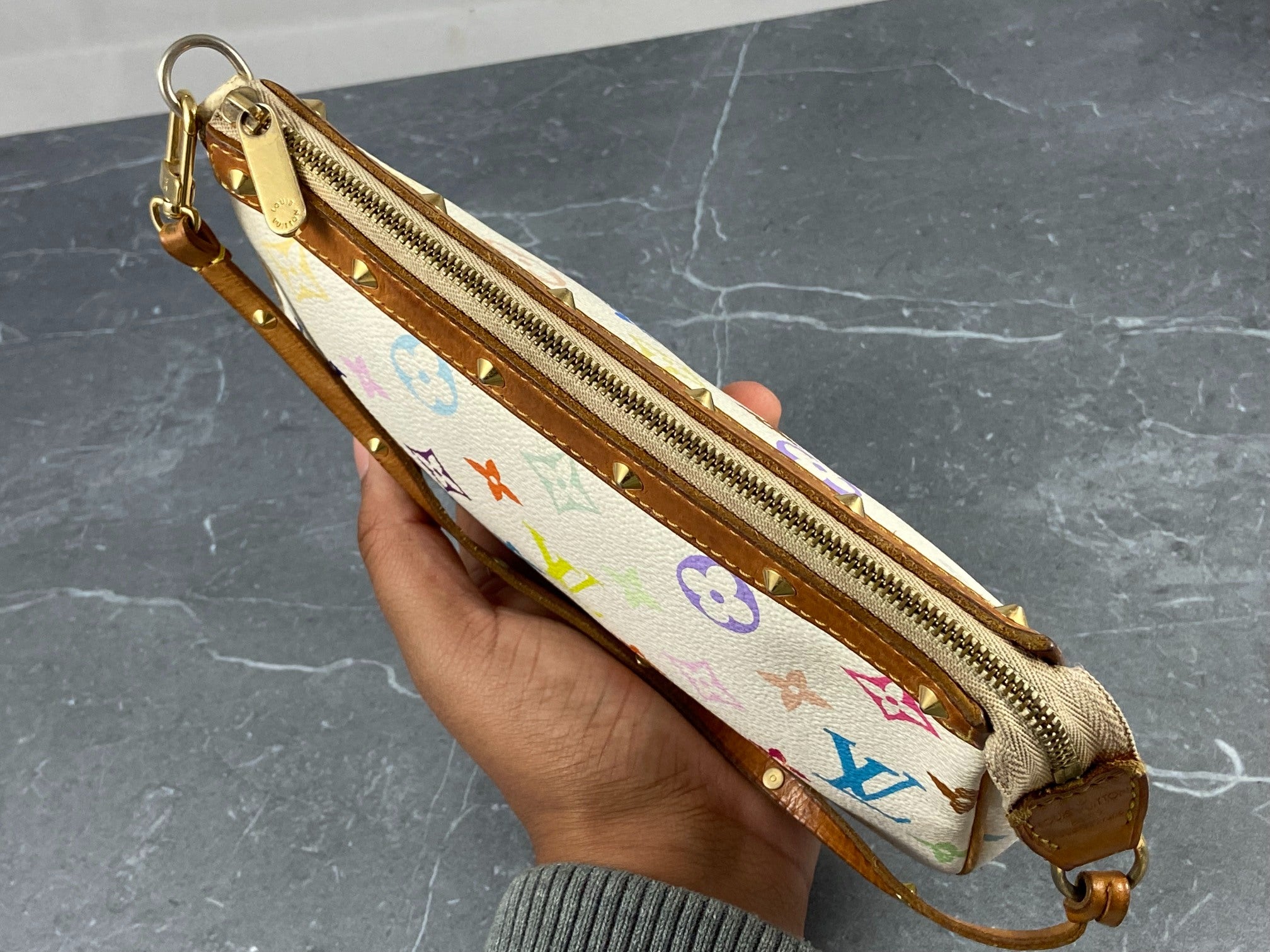 Louis Vuitton Takashi Murakami Multicolor Pochette Accessoires White