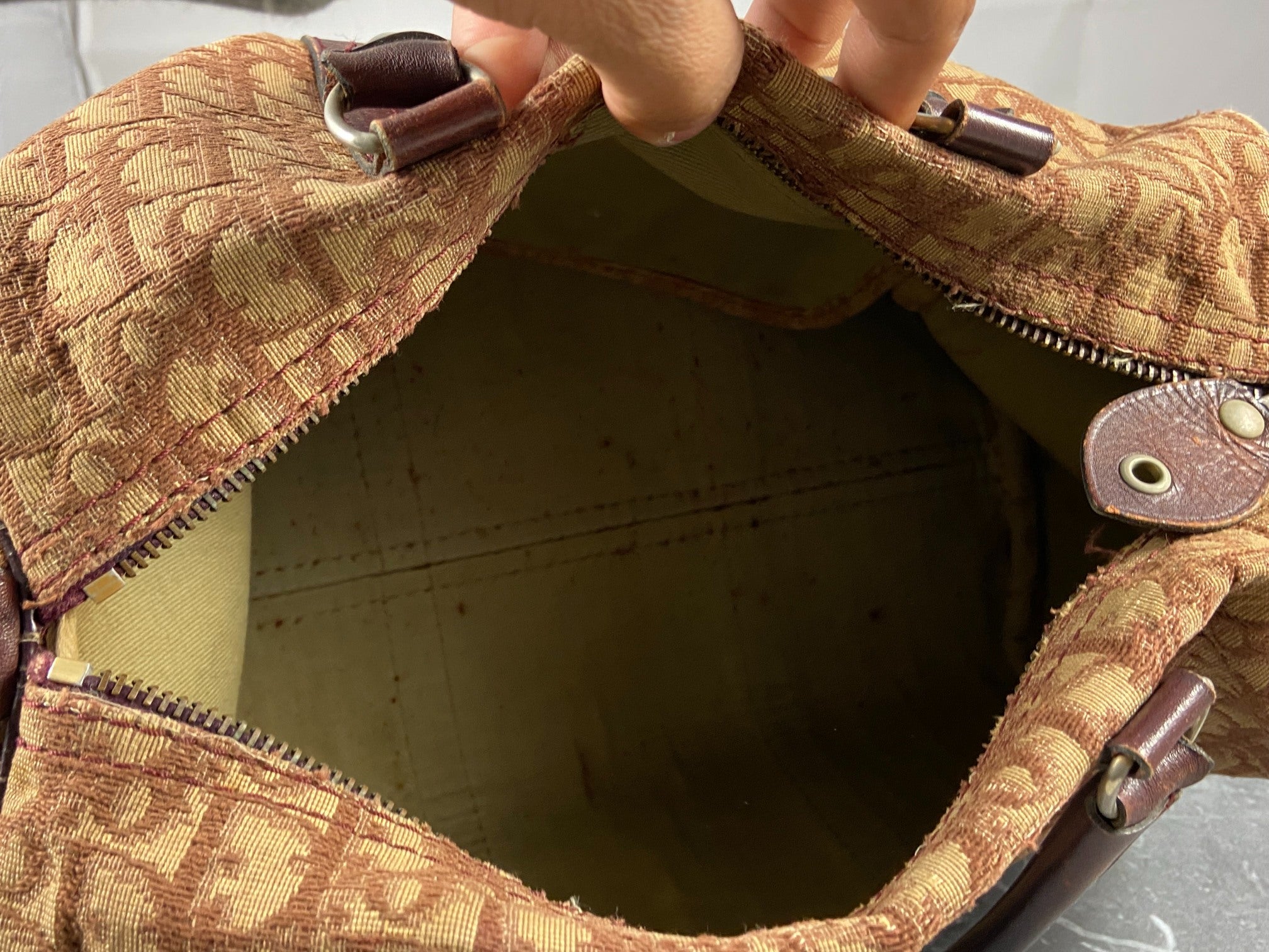 Christian Dior Bowling Bag Brown Trotter Monogram