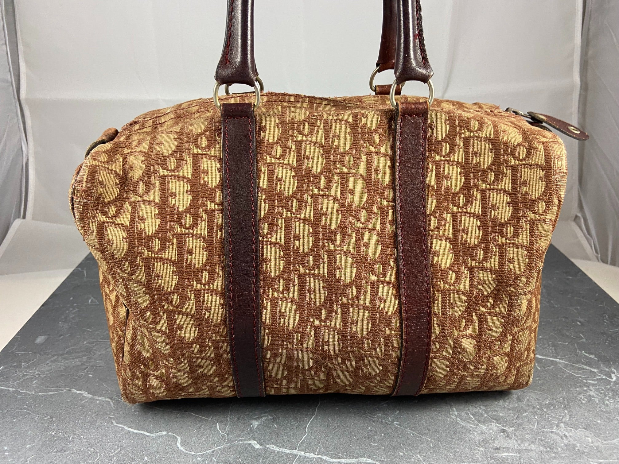 Christian Dior Bowling Bag Brown Trotter Monogram