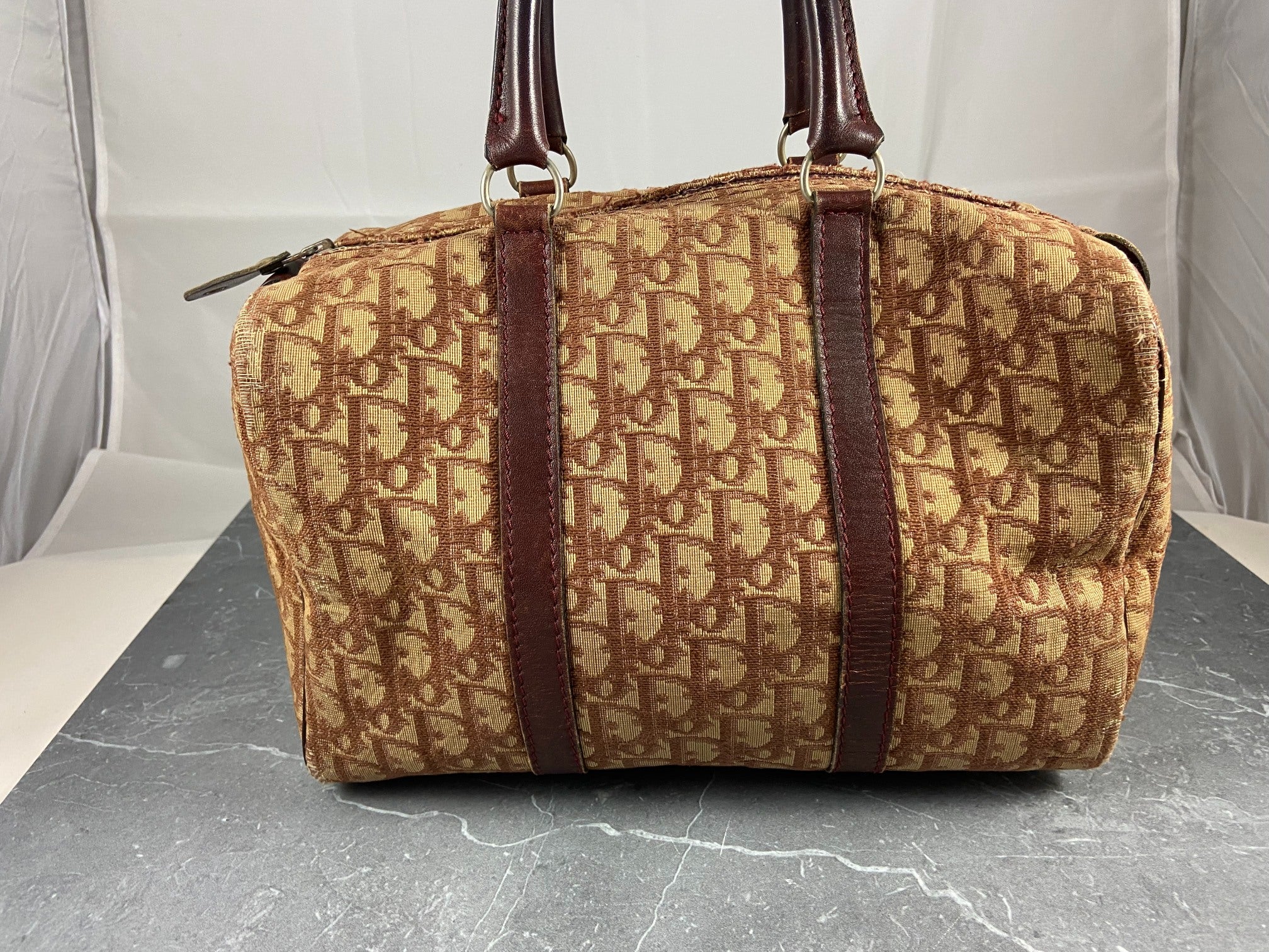 Christian Dior Bowling Bag Brown Trotter Monogram