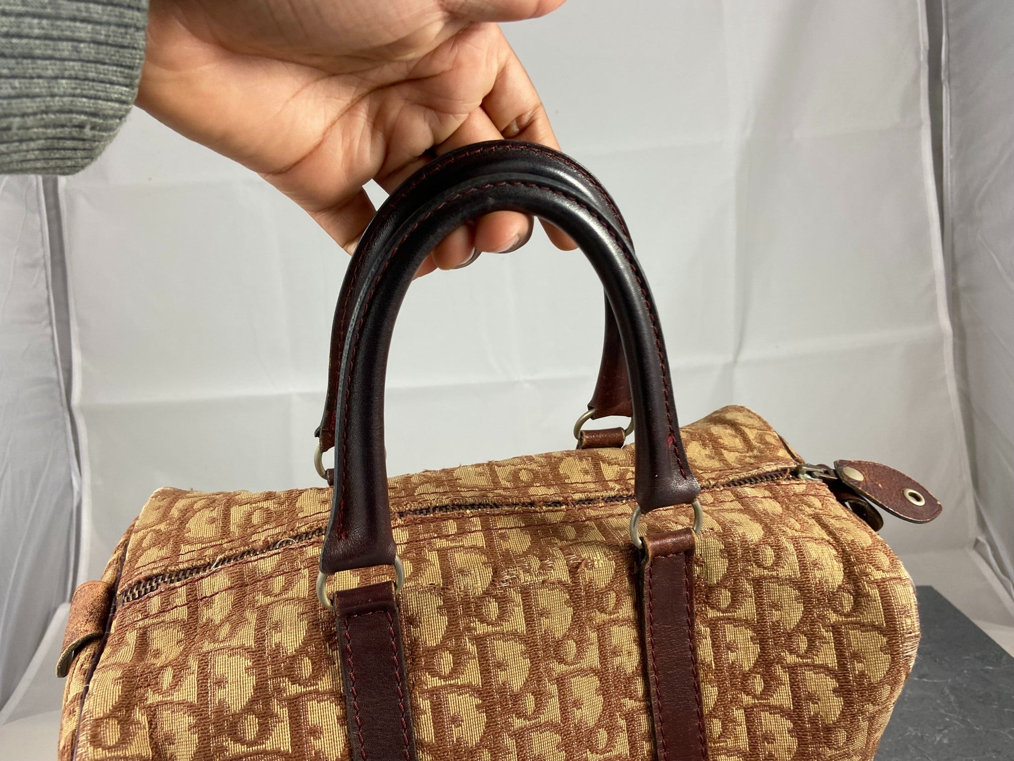 Christian Dior Bowling Bag Brown Trotter Monogram