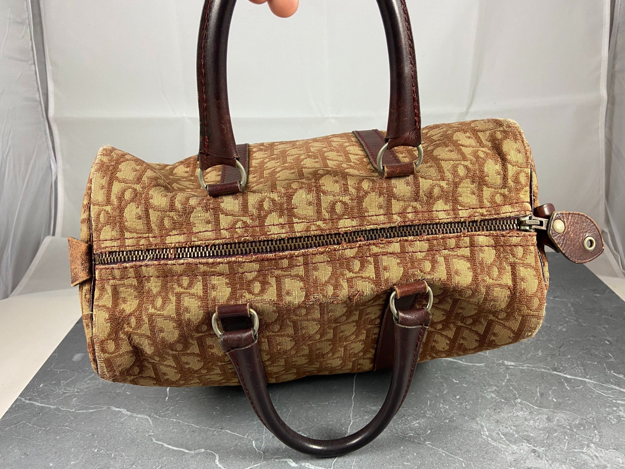 Christian Dior Bowling Bag Brown Trotter Monogram