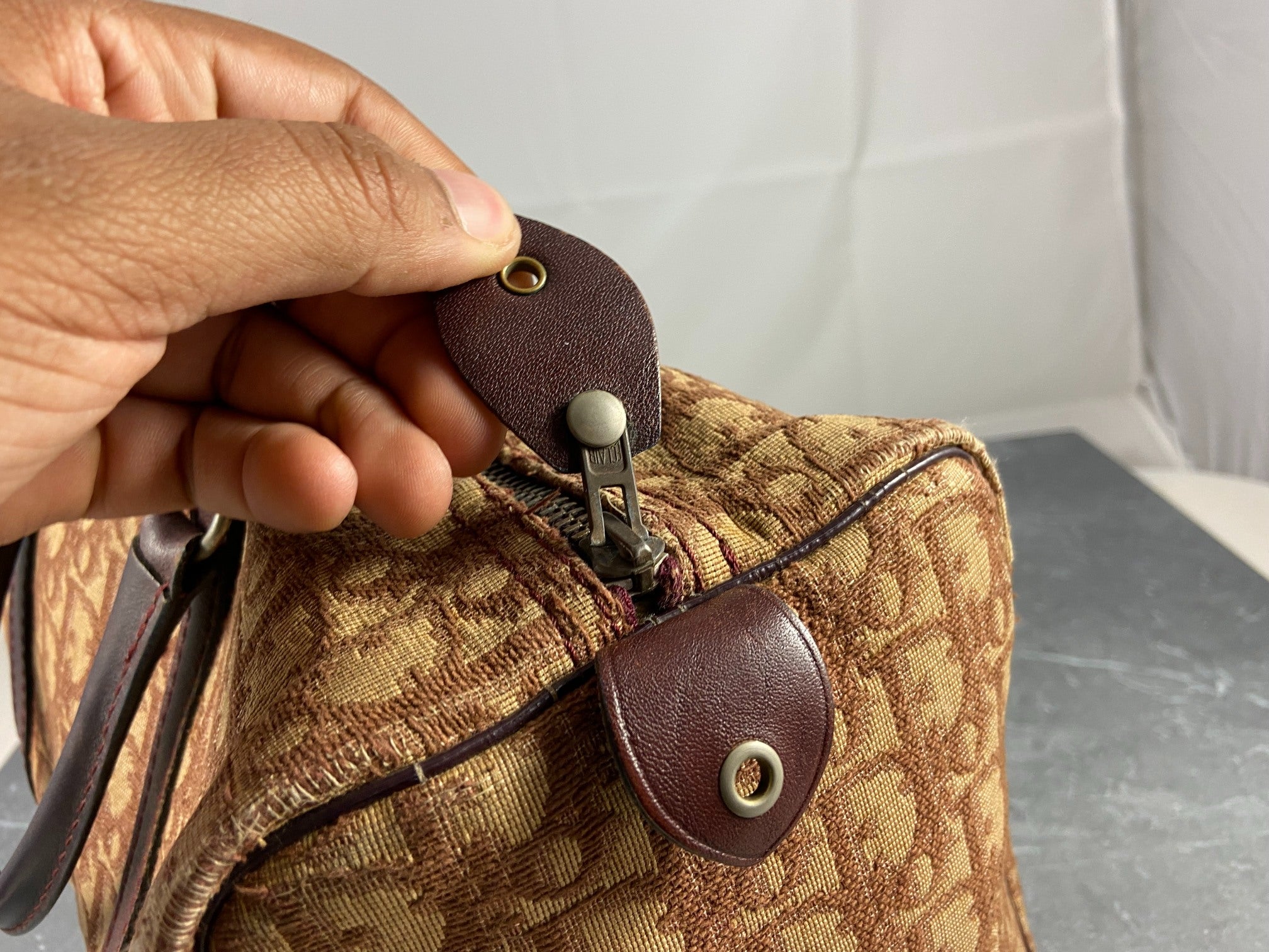 Christian Dior Bowling Bag Brown Trotter Monogram