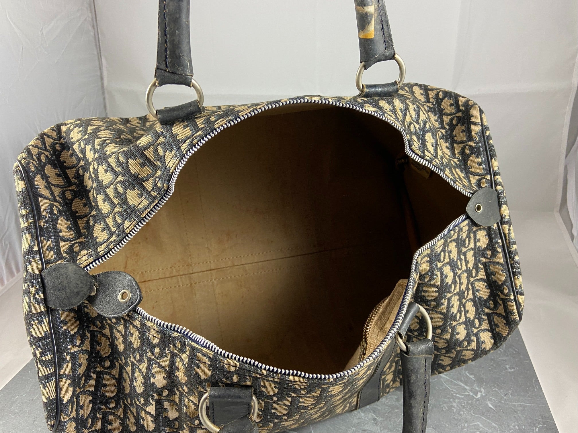 Christian Dior Boston / Duffle Bag Blue Trotter Monogram Size 45