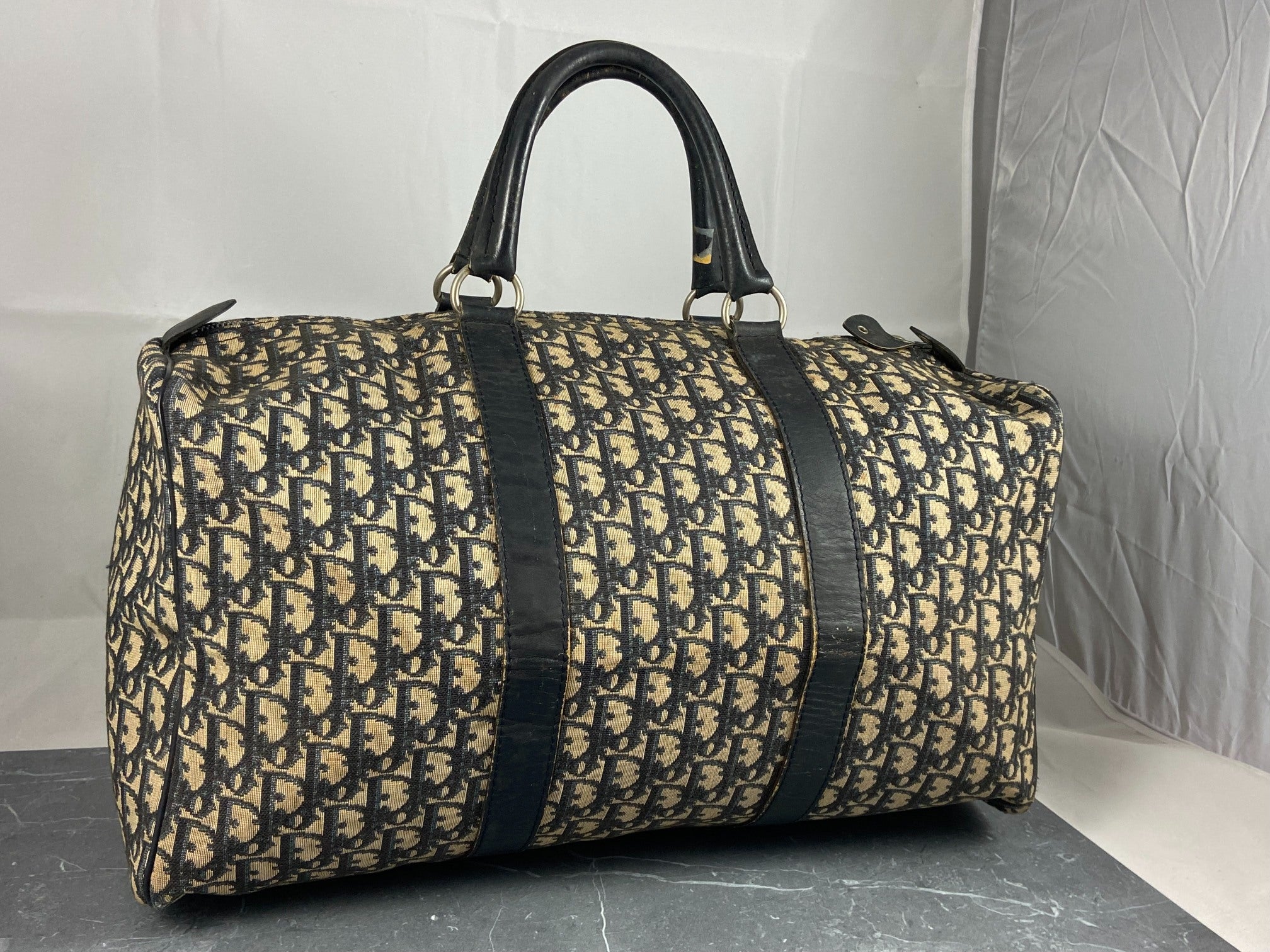 Christian Dior Boston / Duffle Bag Blue Trotter Monogram Size 45