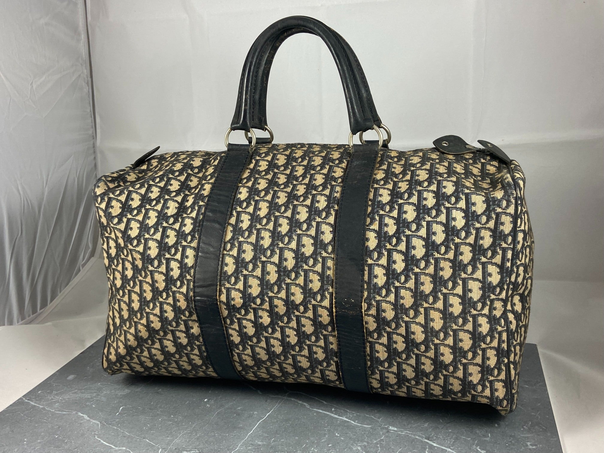 Christian Dior Boston / Duffle Bag Blue Trotter Monogram Size 45