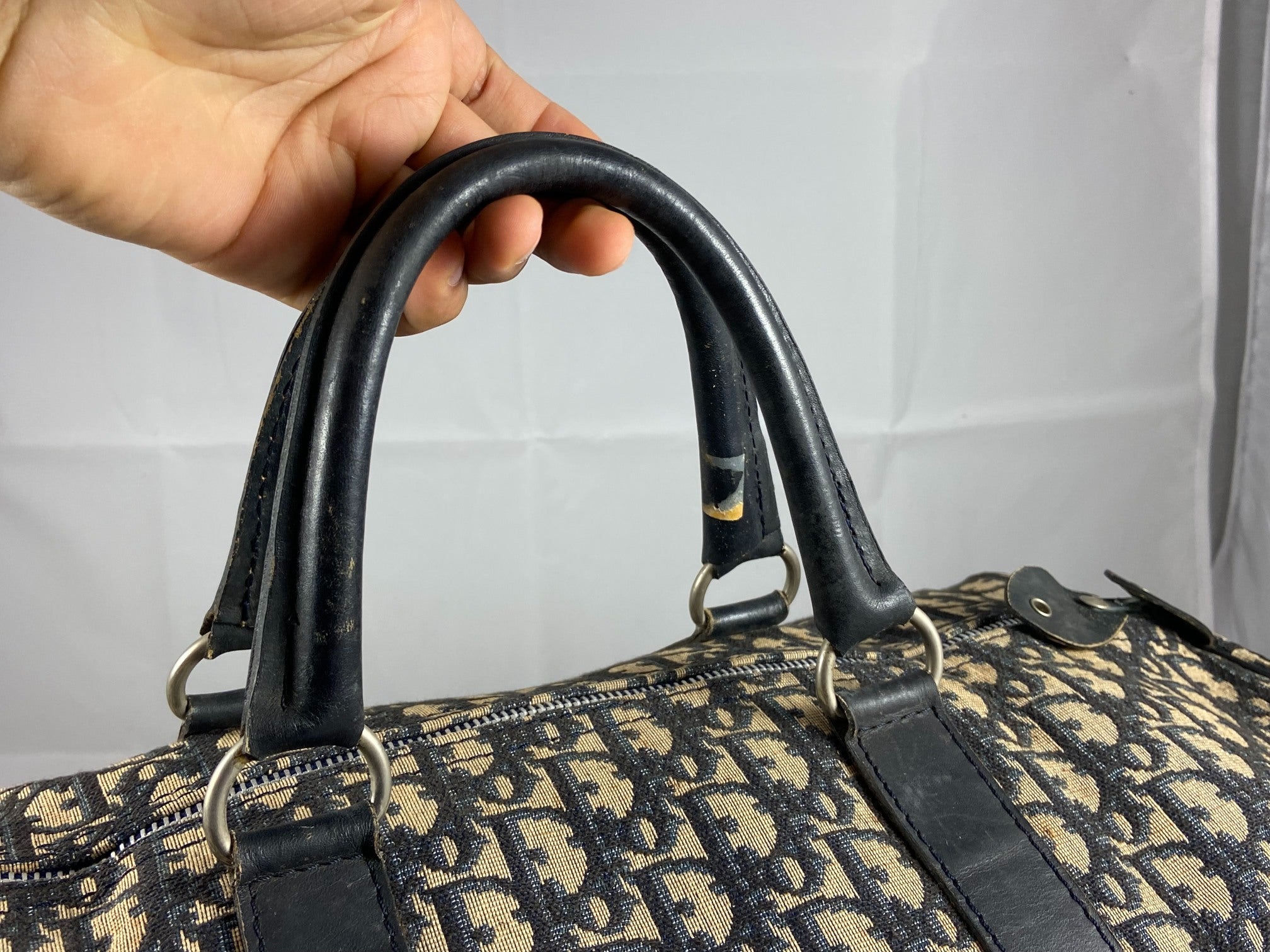 Christian Dior Boston / Duffle Bag Blue Trotter Monogram Size 45