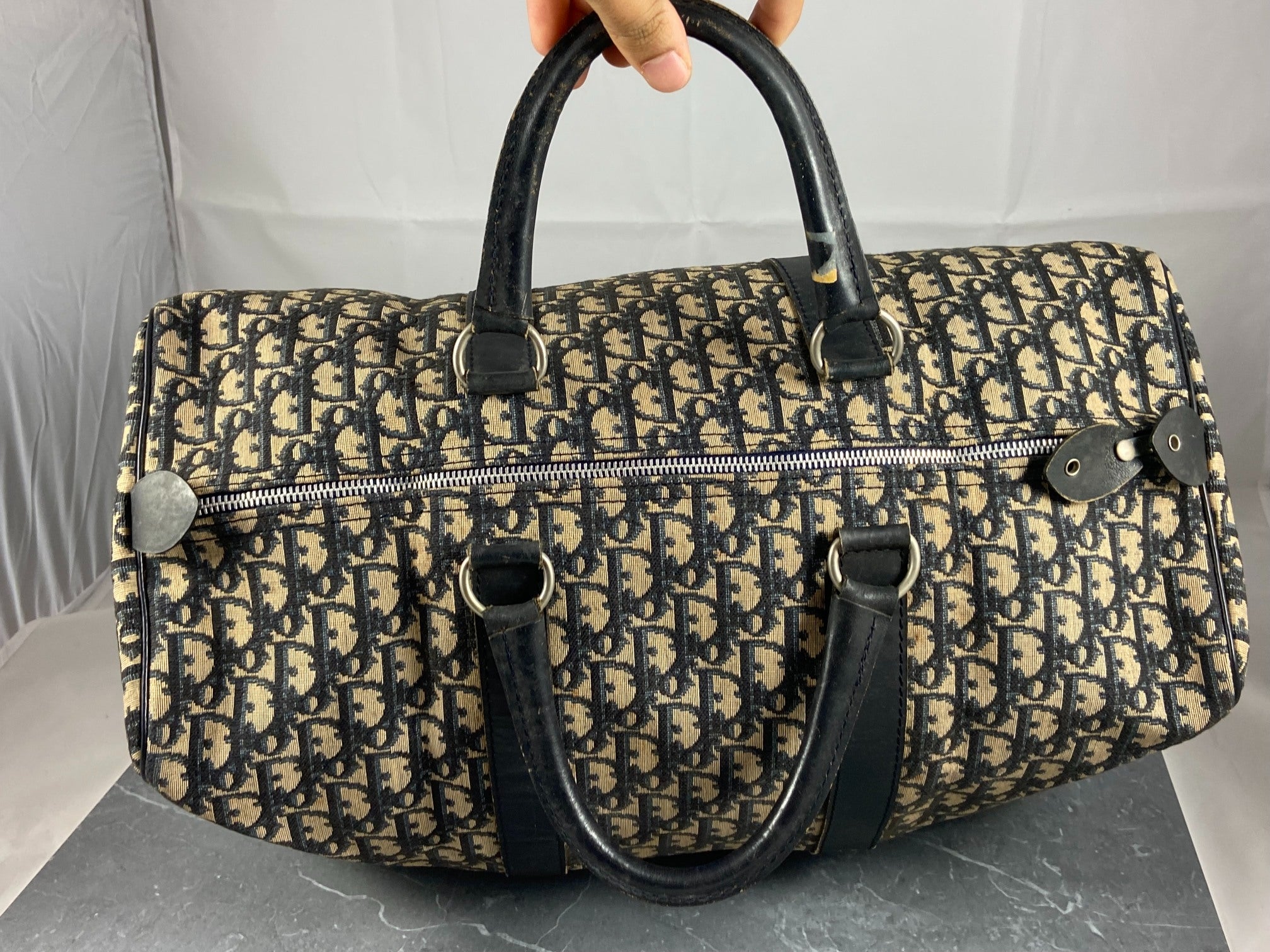 Christian Dior Boston / Duffle Bag Blue Trotter Monogram Size 45