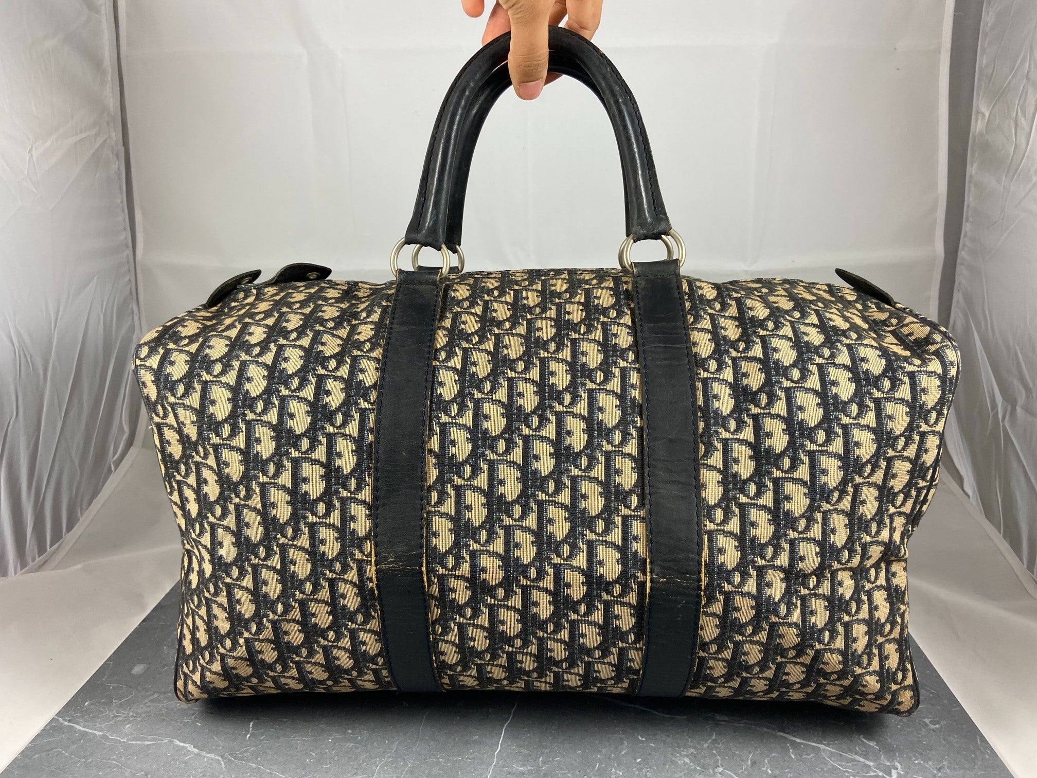 Christian Dior Boston / Duffle Bag Blue Trotter Monogram Size 45