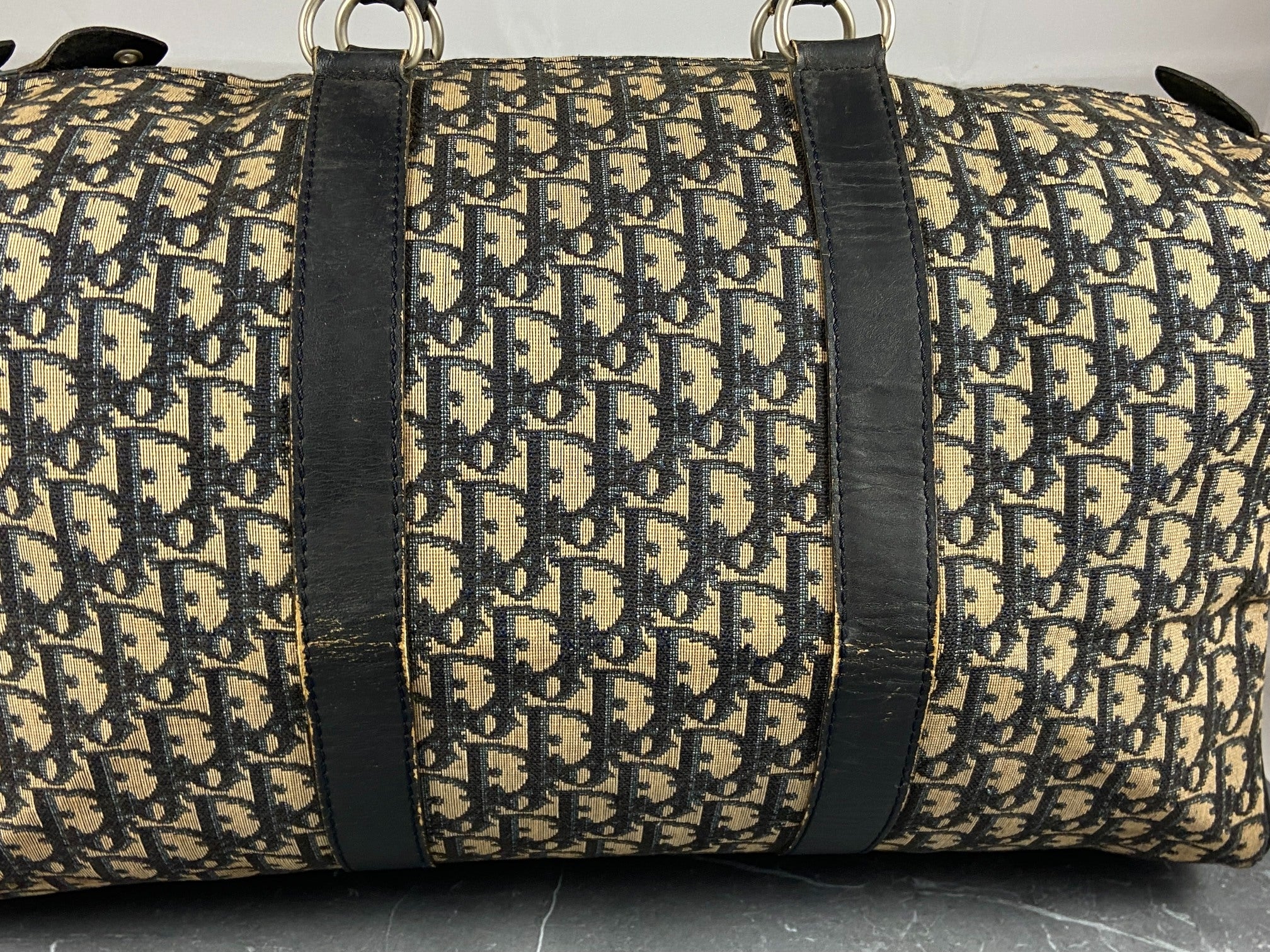 Christian Dior Boston / Duffle Bag Blue Trotter Monogram Size 45