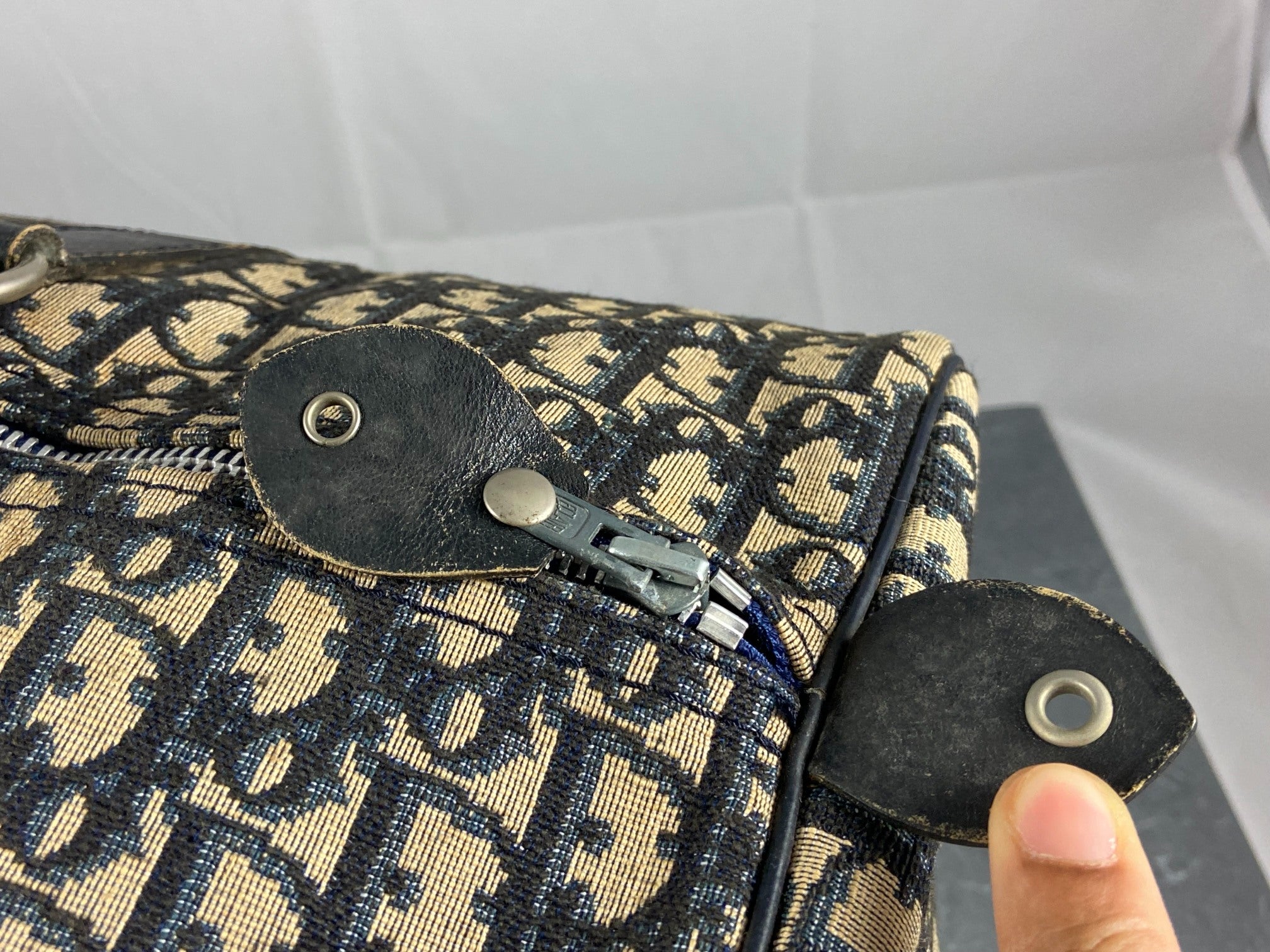 Christian Dior Boston / Duffle Bag Blue Trotter Monogram Size 45