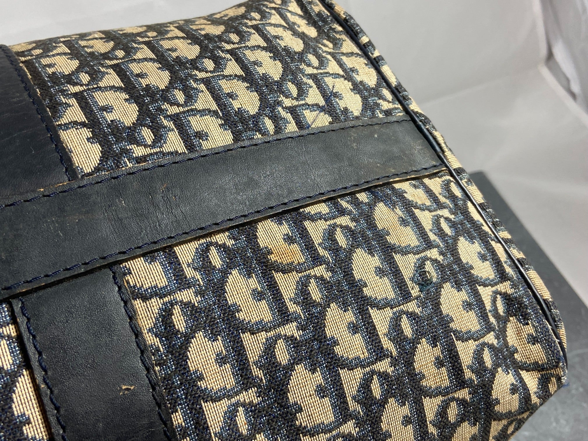 Christian Dior Boston / Duffle Bag Blue Trotter Monogram Size 45