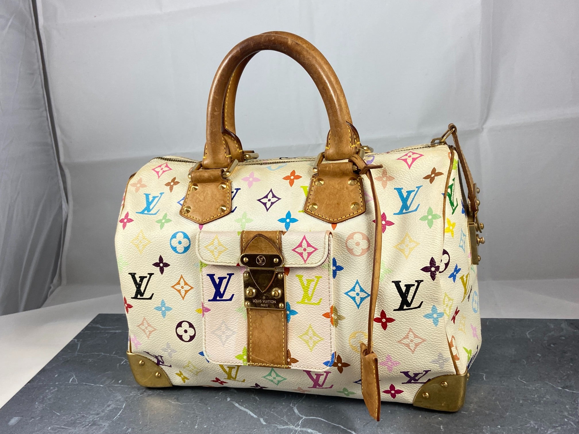 Louis Vuitton Speedy 30 Murakami Multicolor White