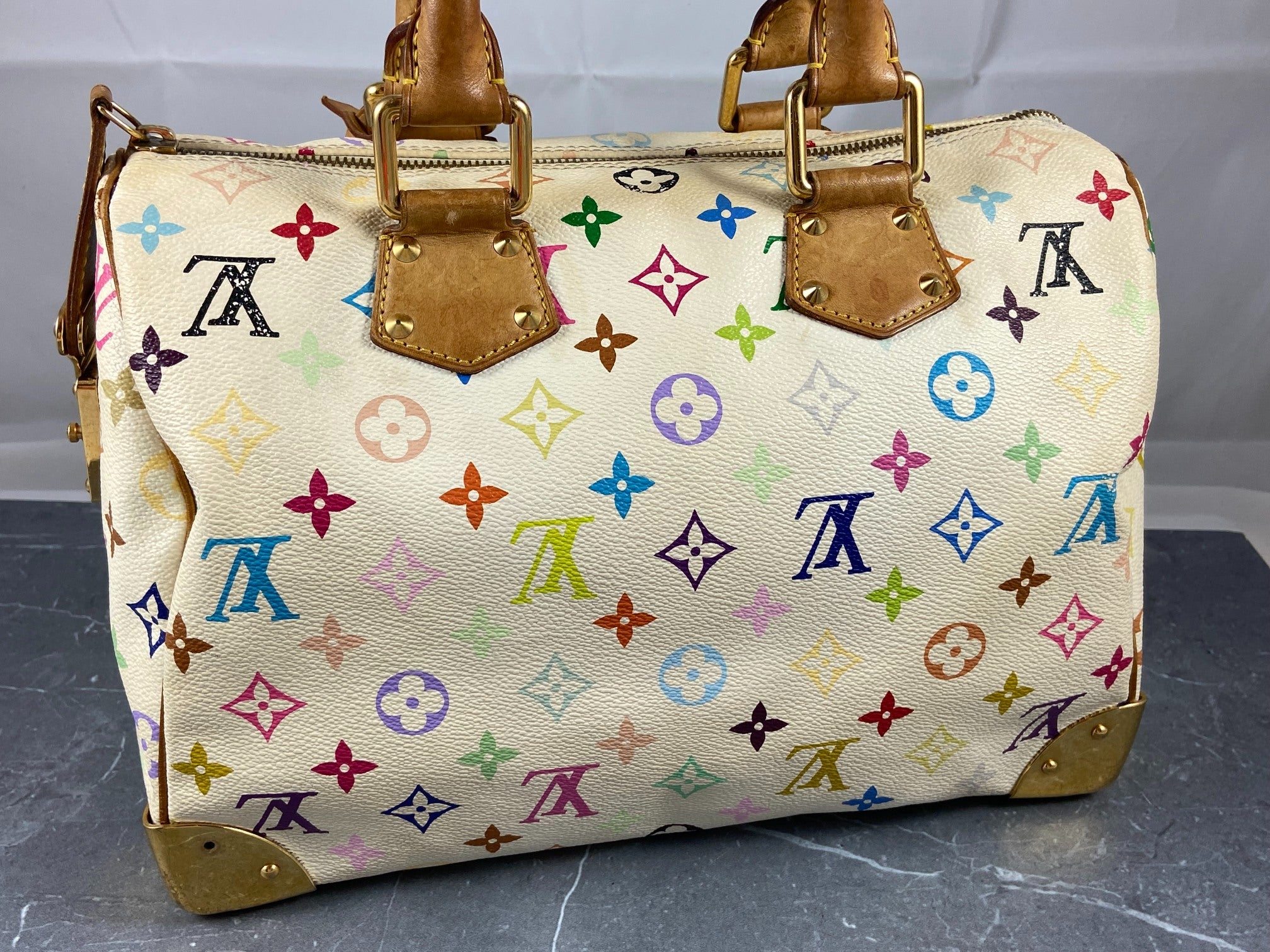 Louis Vuitton Speedy 30 Murakami Multicolor White