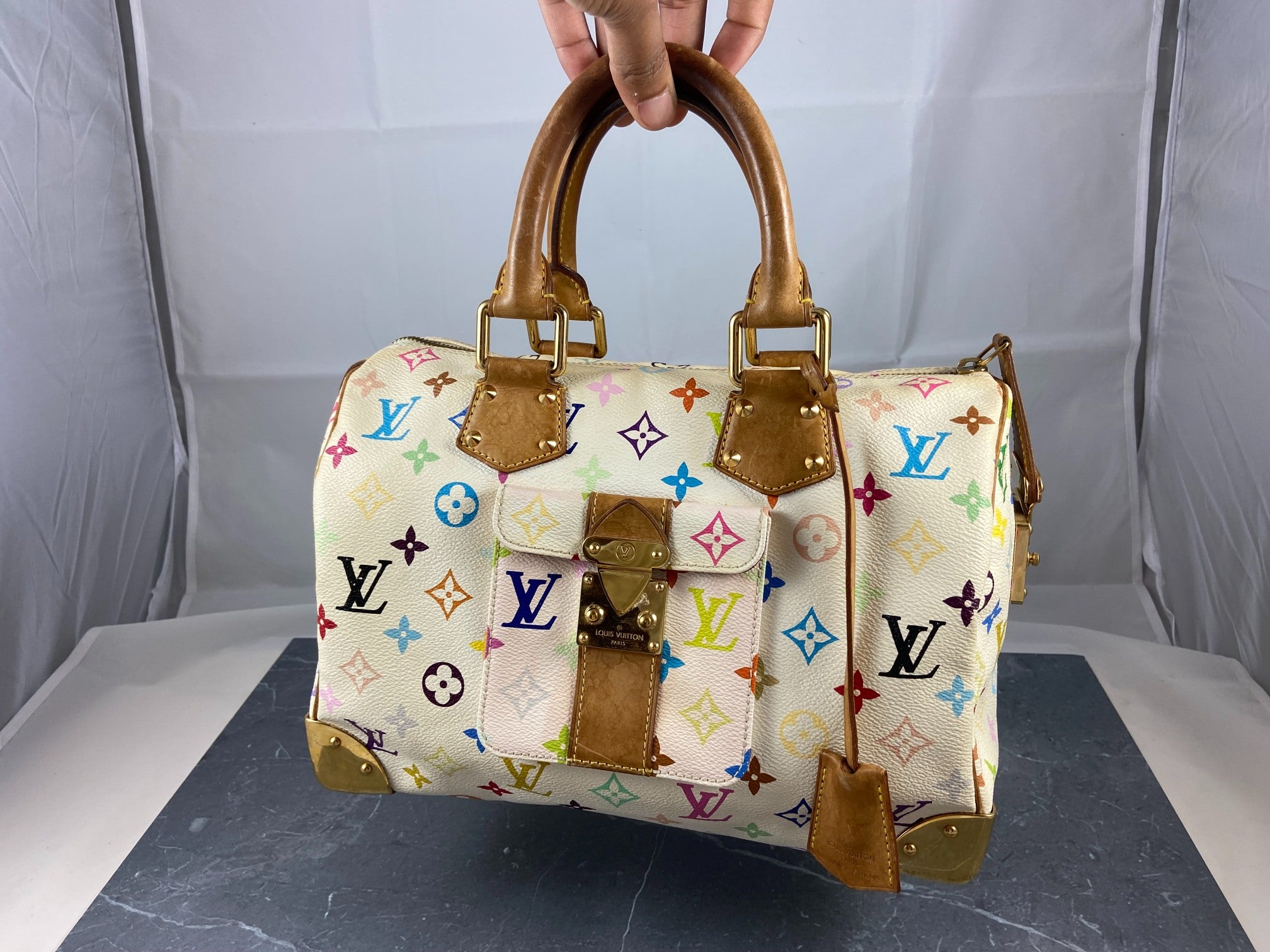Louis Vuitton Speedy 30 Murakami Multicolor White