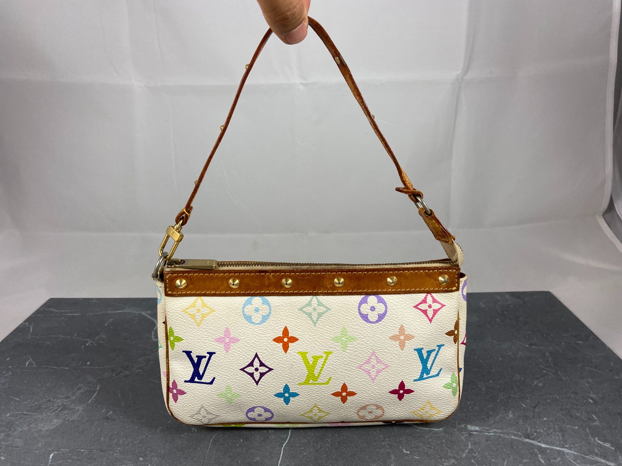 Louis Vuitton Takashi Murakami Multicolor Pochette Accessoires White