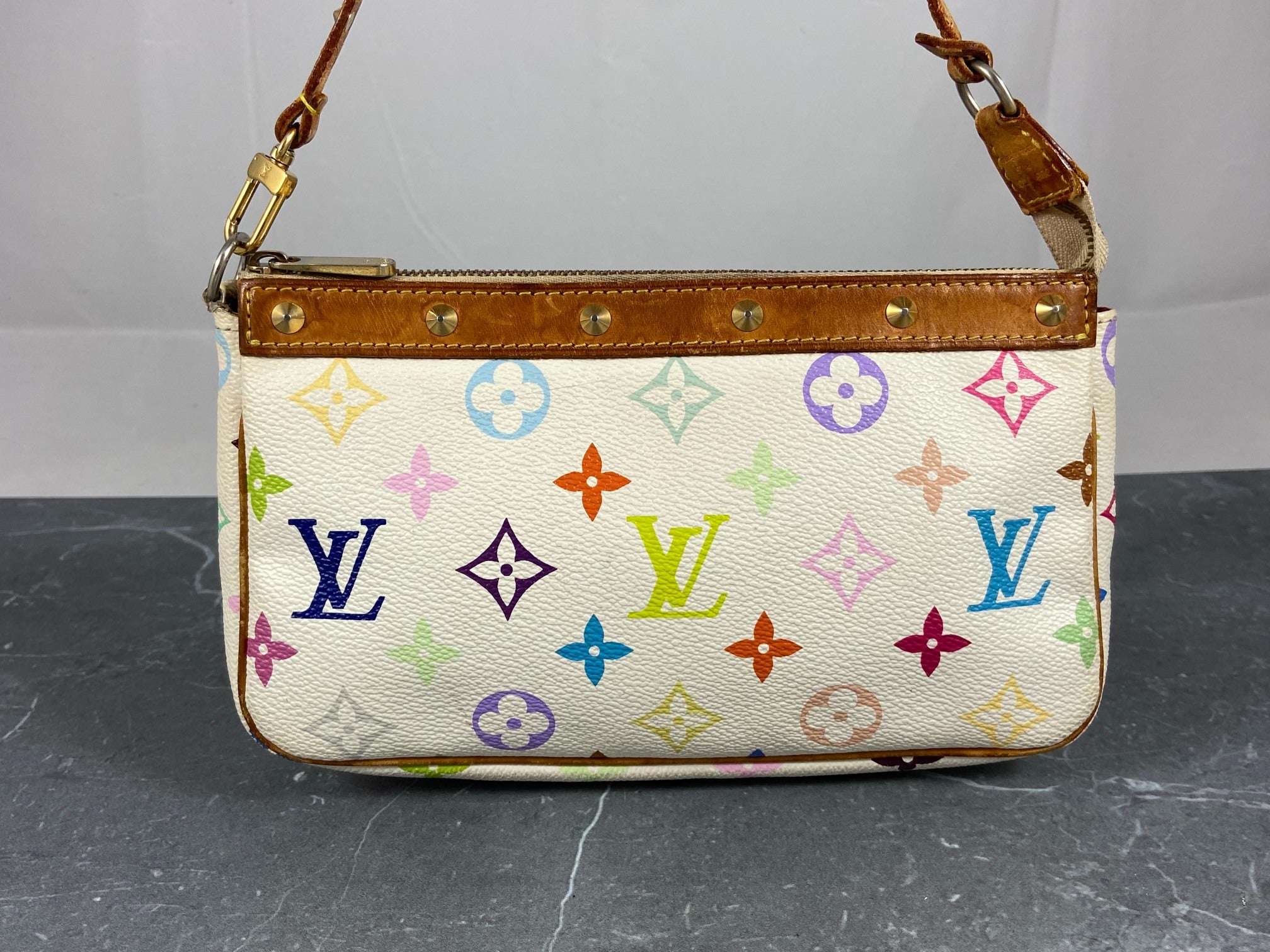 Louis Vuitton Takashi Murakami Multicolor Pochette Accessoires White