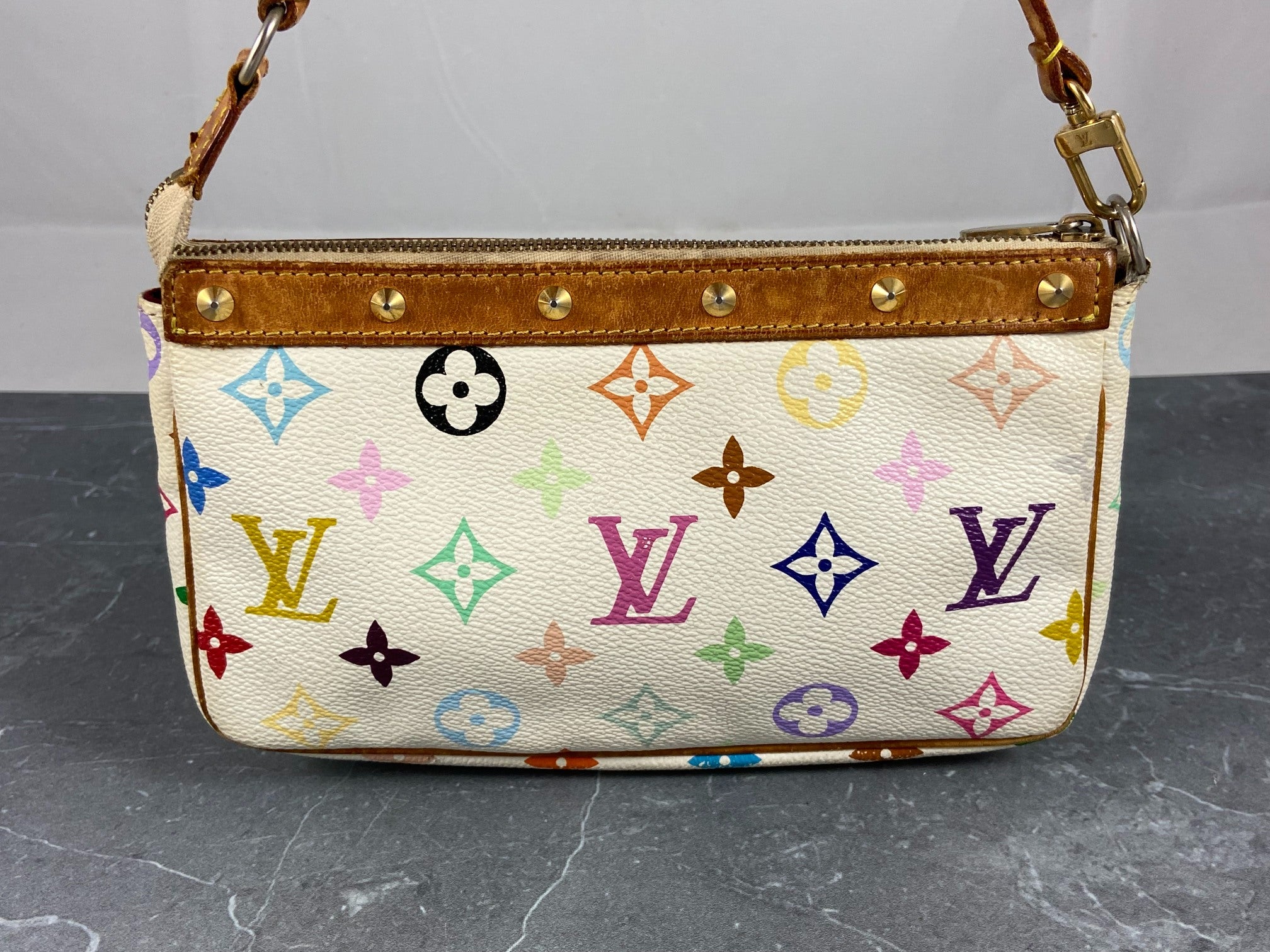 Louis Vuitton Takashi Murakami Multicolor Pochette Accessoires White