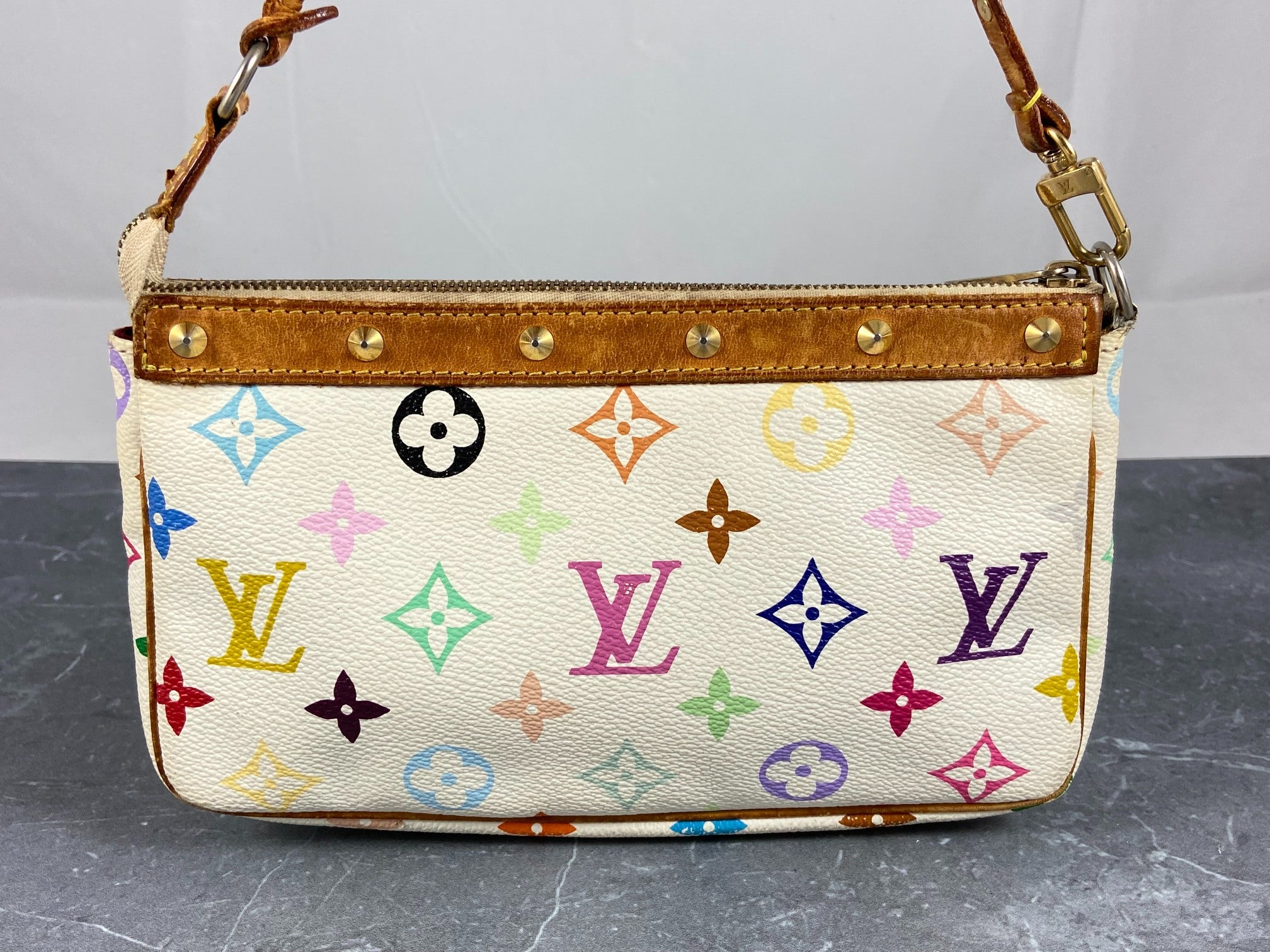 Louis Vuitton Takashi Murakami Multicolor Pochette Accessoires White