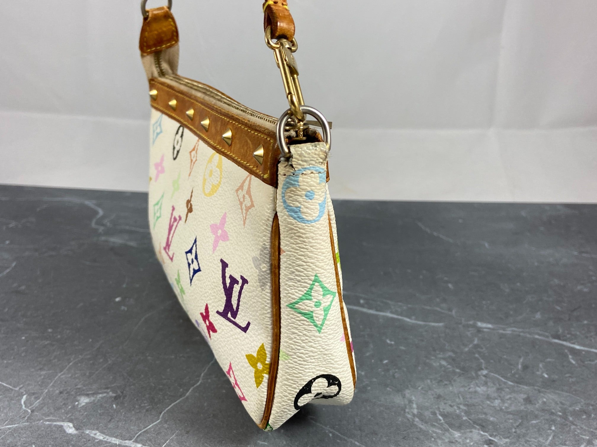 Louis Vuitton Takashi Murakami Multicolor Pochette Accessoires White