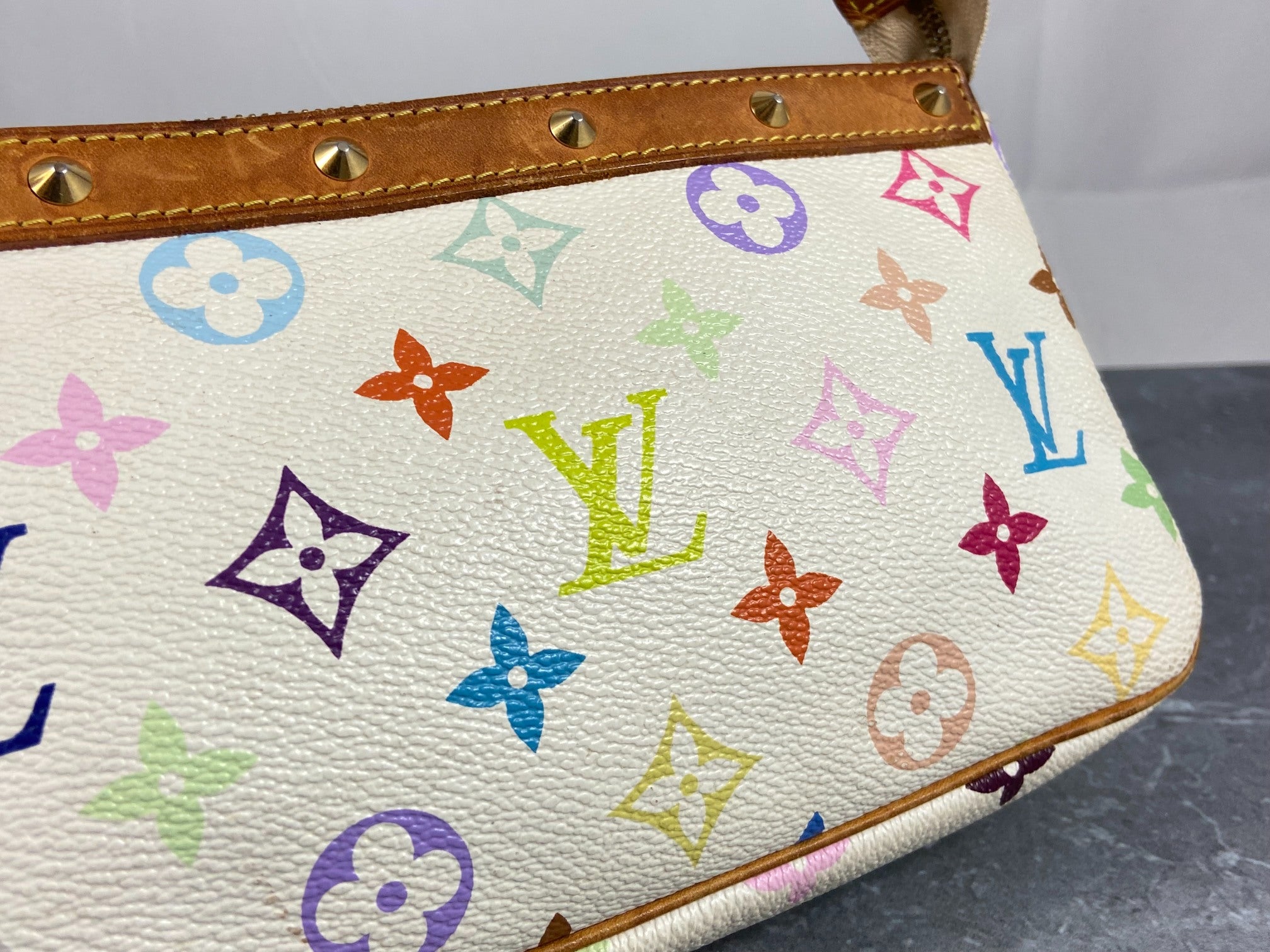 Louis Vuitton Takashi Murakami Multicolor Pochette Accessoires White
