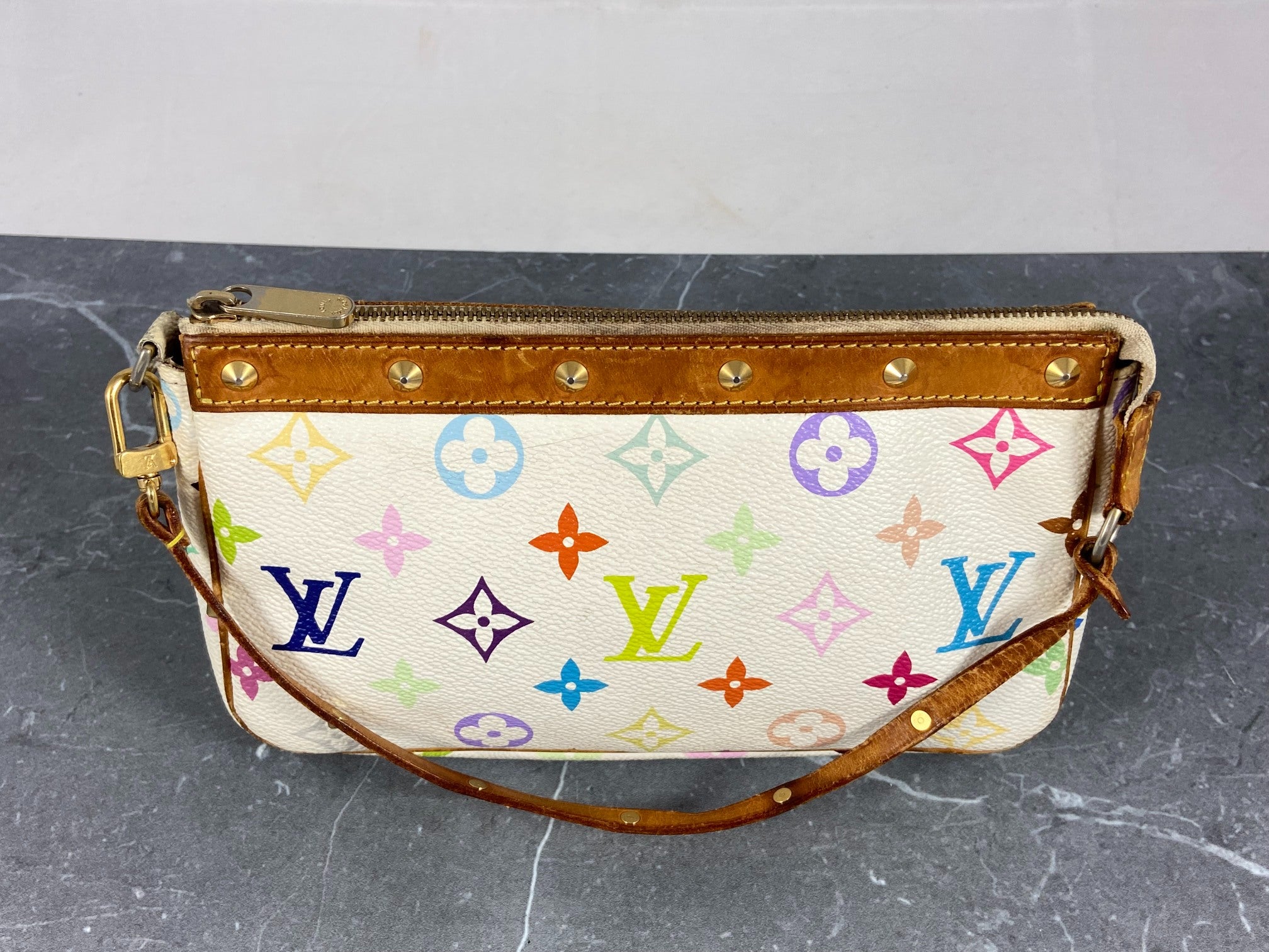 Louis Vuitton Takashi Murakami Multicolor Pochette Accessoires White