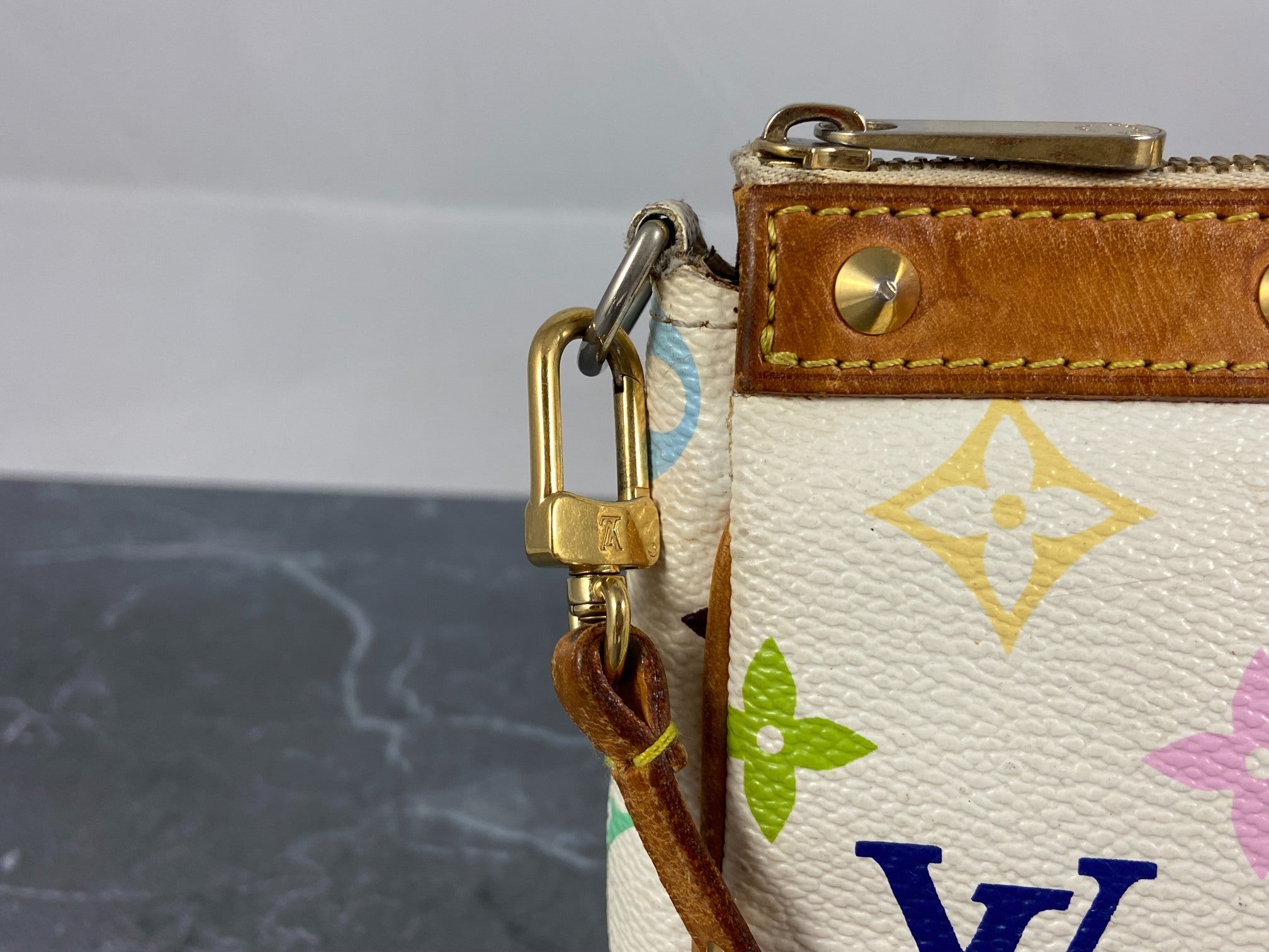 Louis Vuitton Takashi Murakami Multicolor Pochette Accessoires White