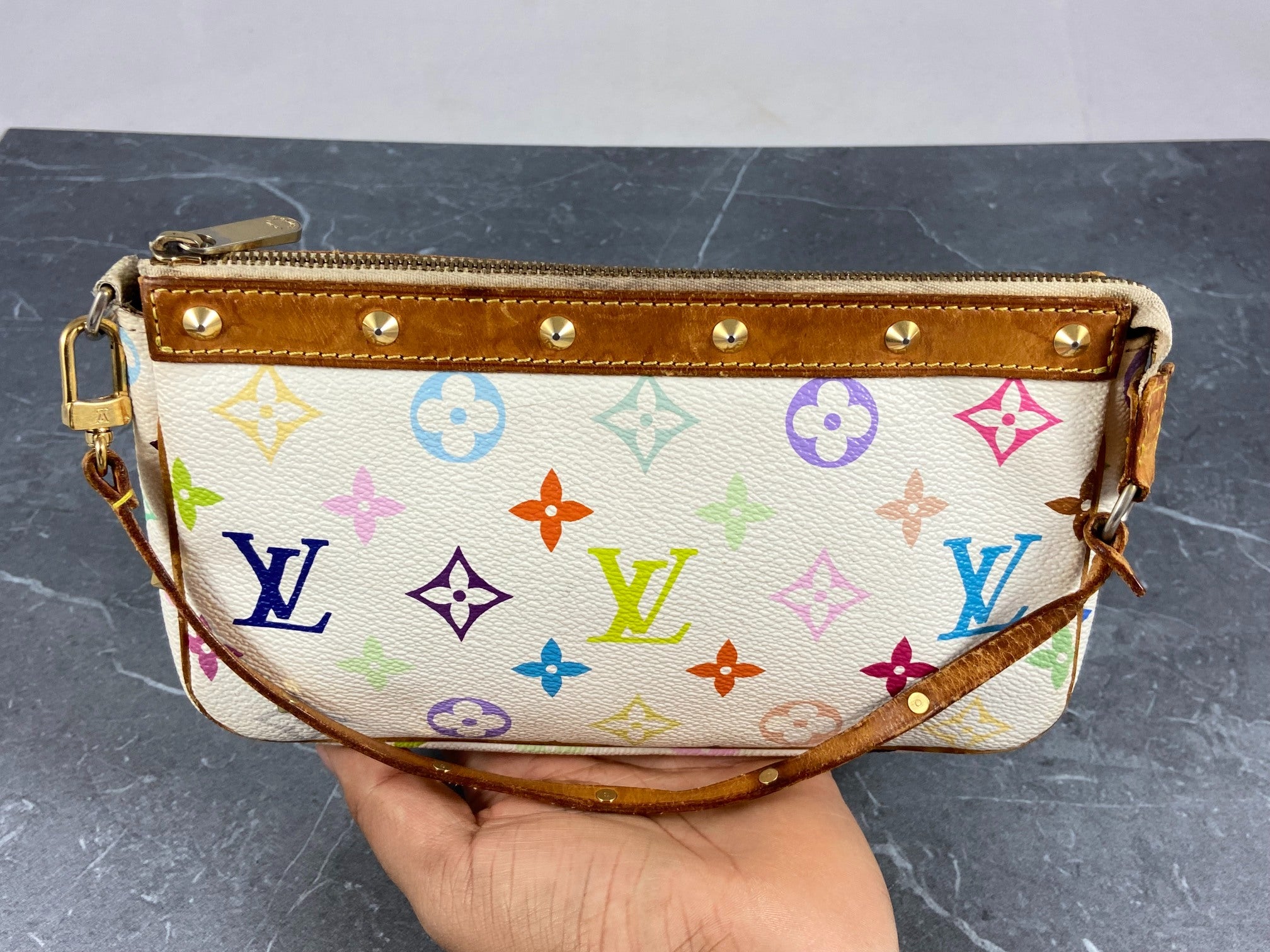 Louis Vuitton Takashi Murakami Multicolor Pochette Accessoires White