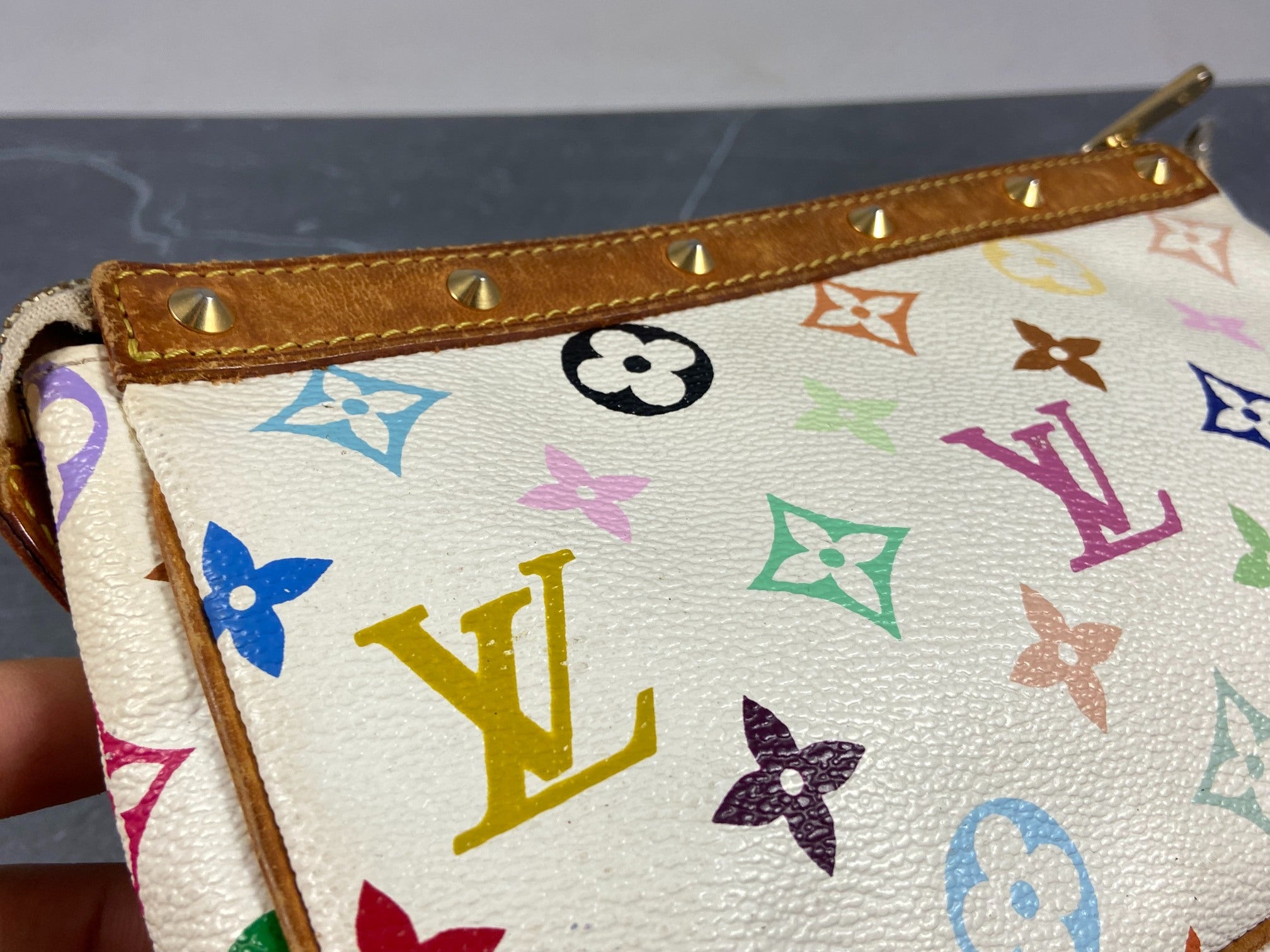 Louis Vuitton Takashi Murakami Multicolor Pochette Accessoires White
