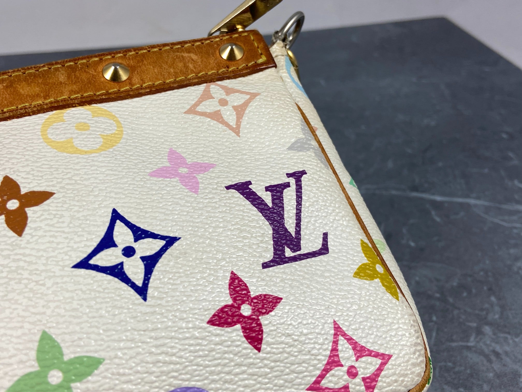 Louis Vuitton Takashi Murakami Multicolor Pochette Accessoires White