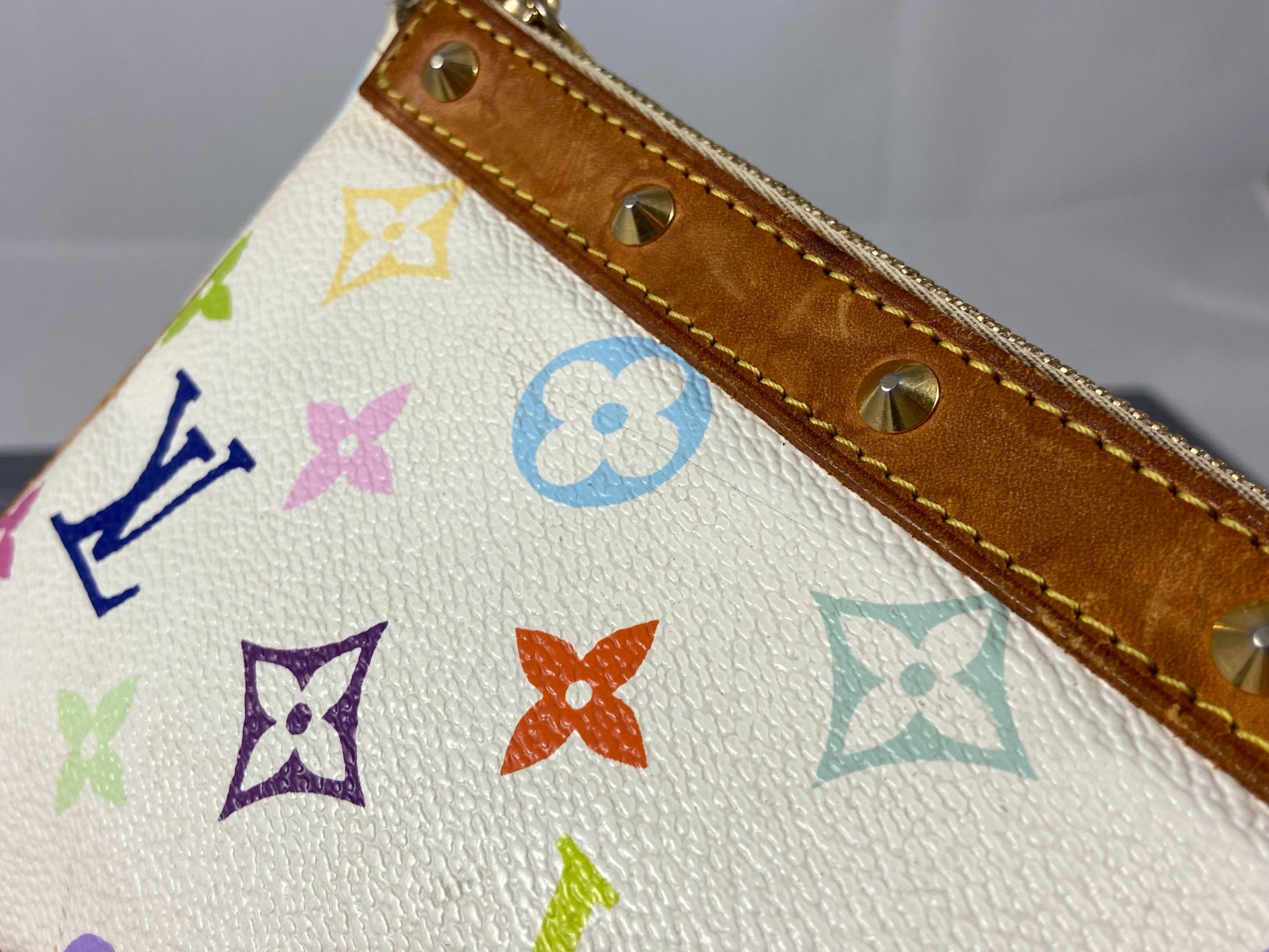 Louis Vuitton Takashi Murakami Multicolor Pochette Accessoires White