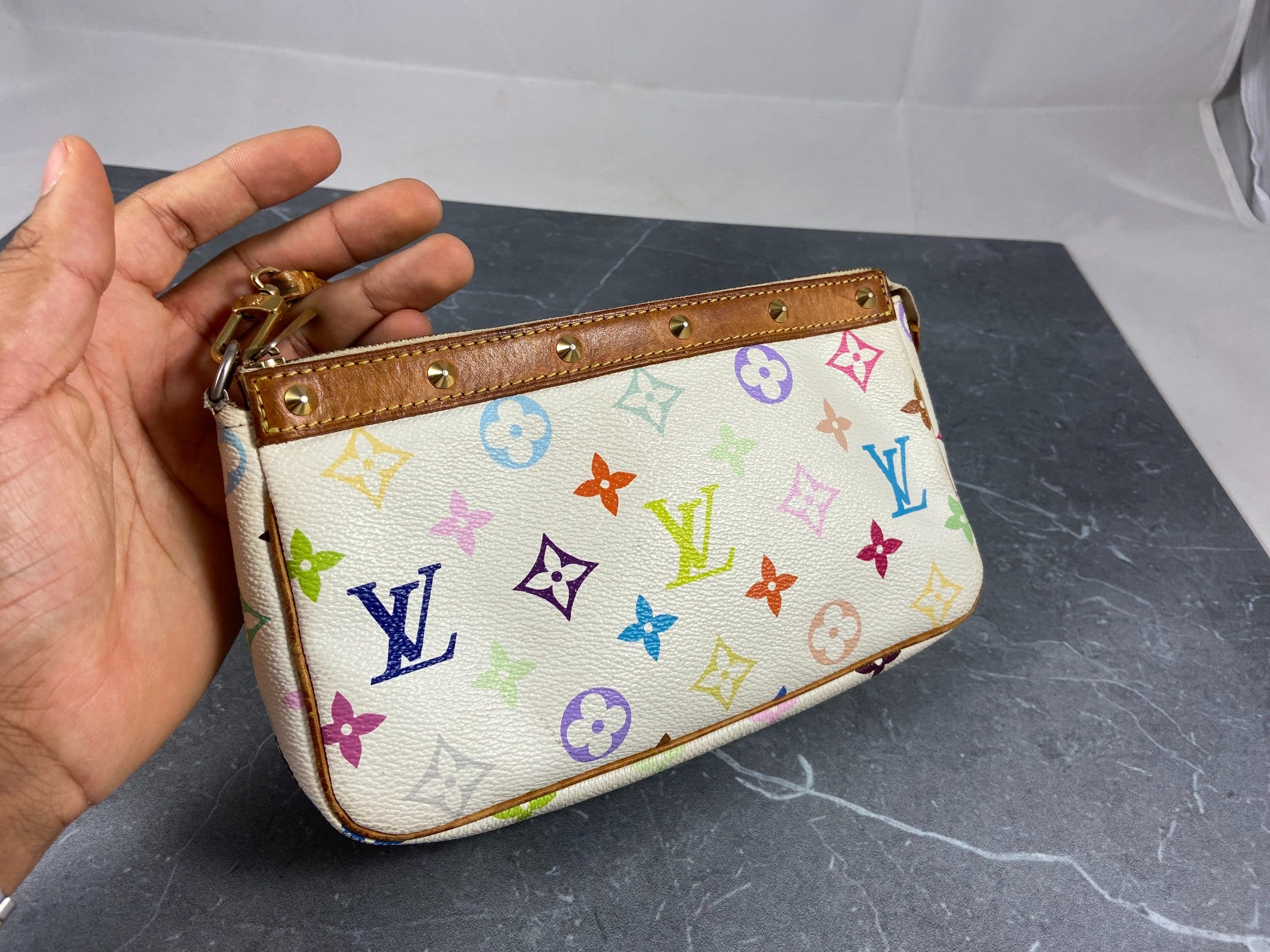 Louis Vuitton Takashi Murakami Multicolor Pochette Accessoires White