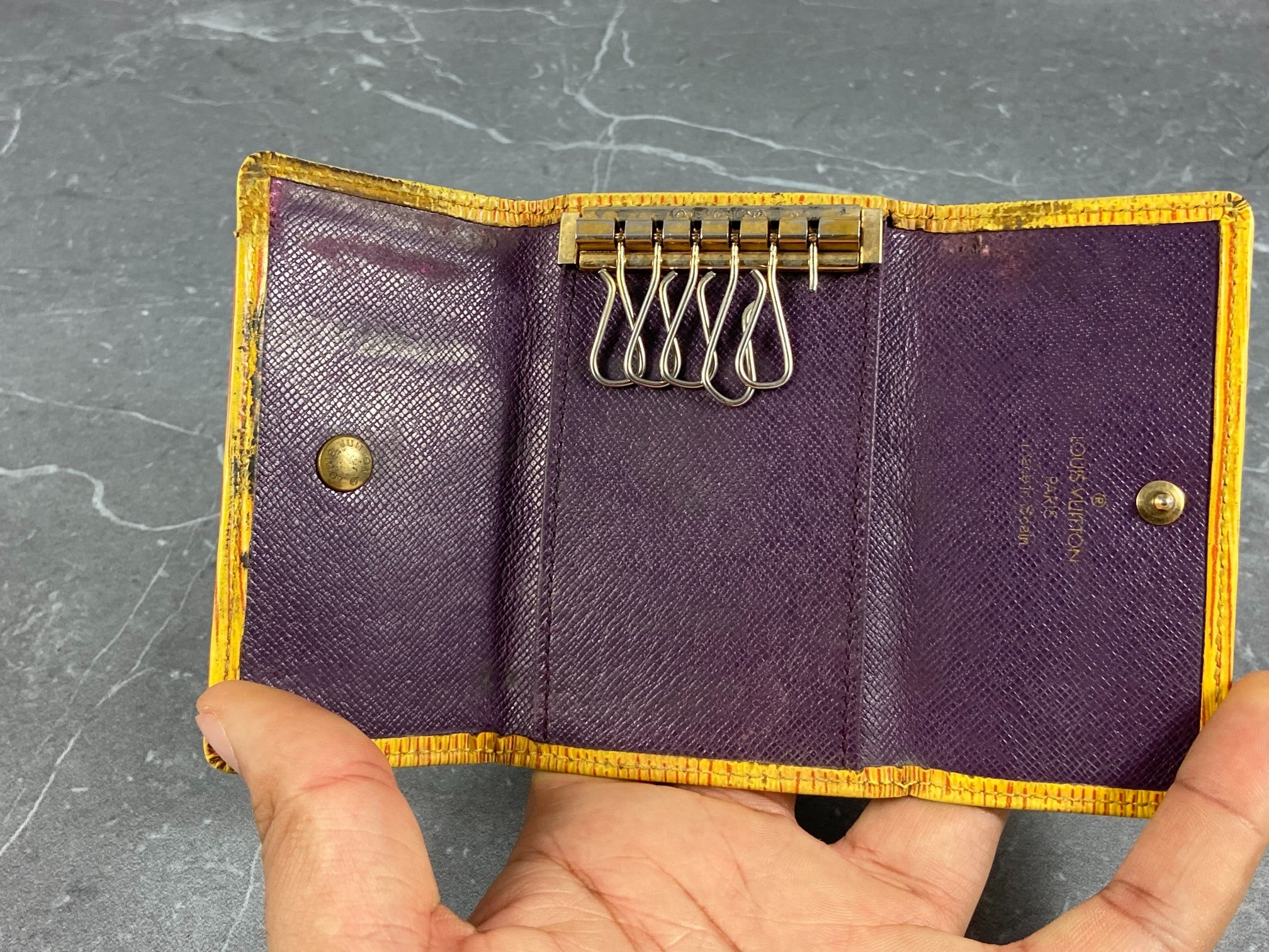 Louis Vuitton 5 Key Holder Yellow Epi Leather